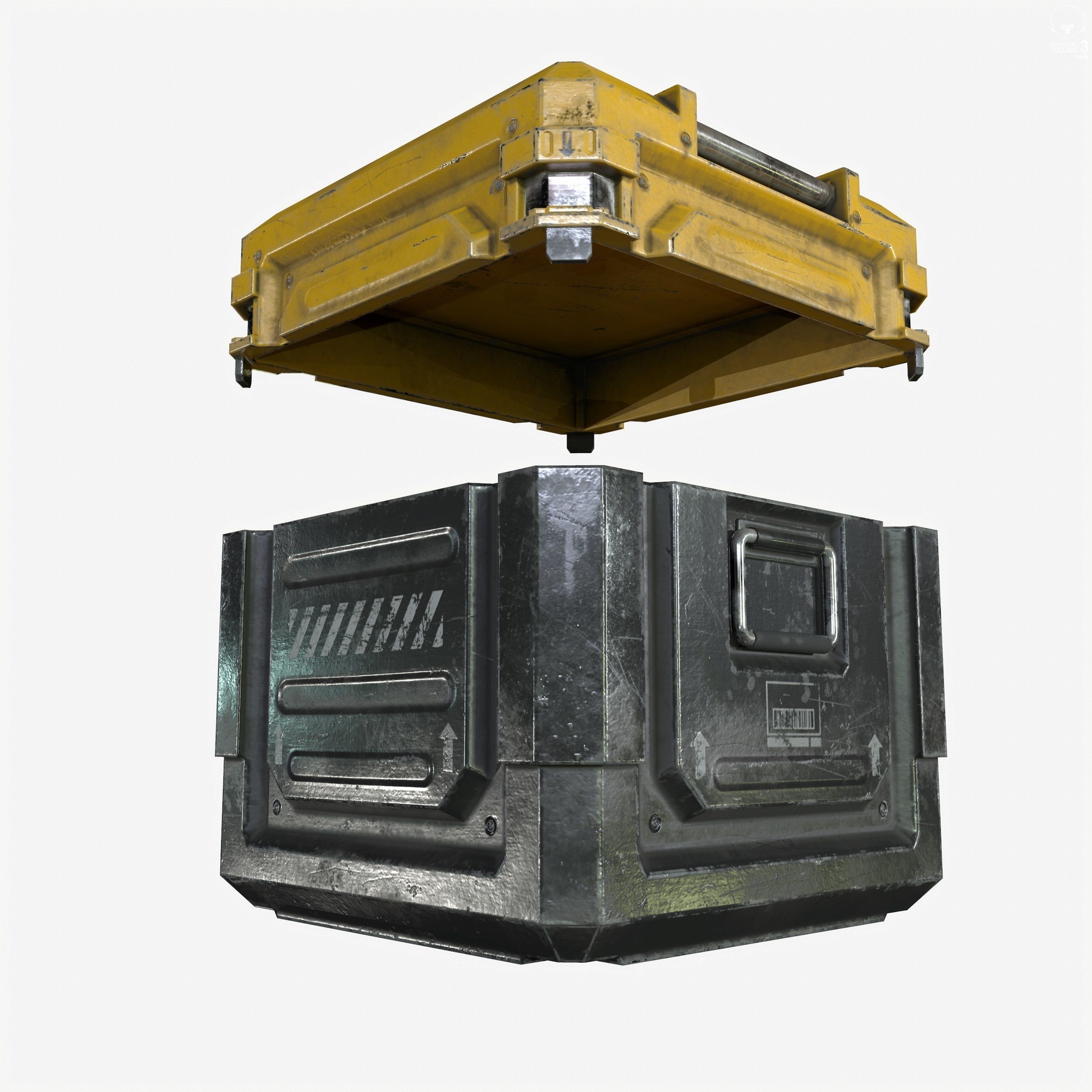Sci-Fi Industrial Crate Game Ready PBR Textures Low-poly 3D model_9