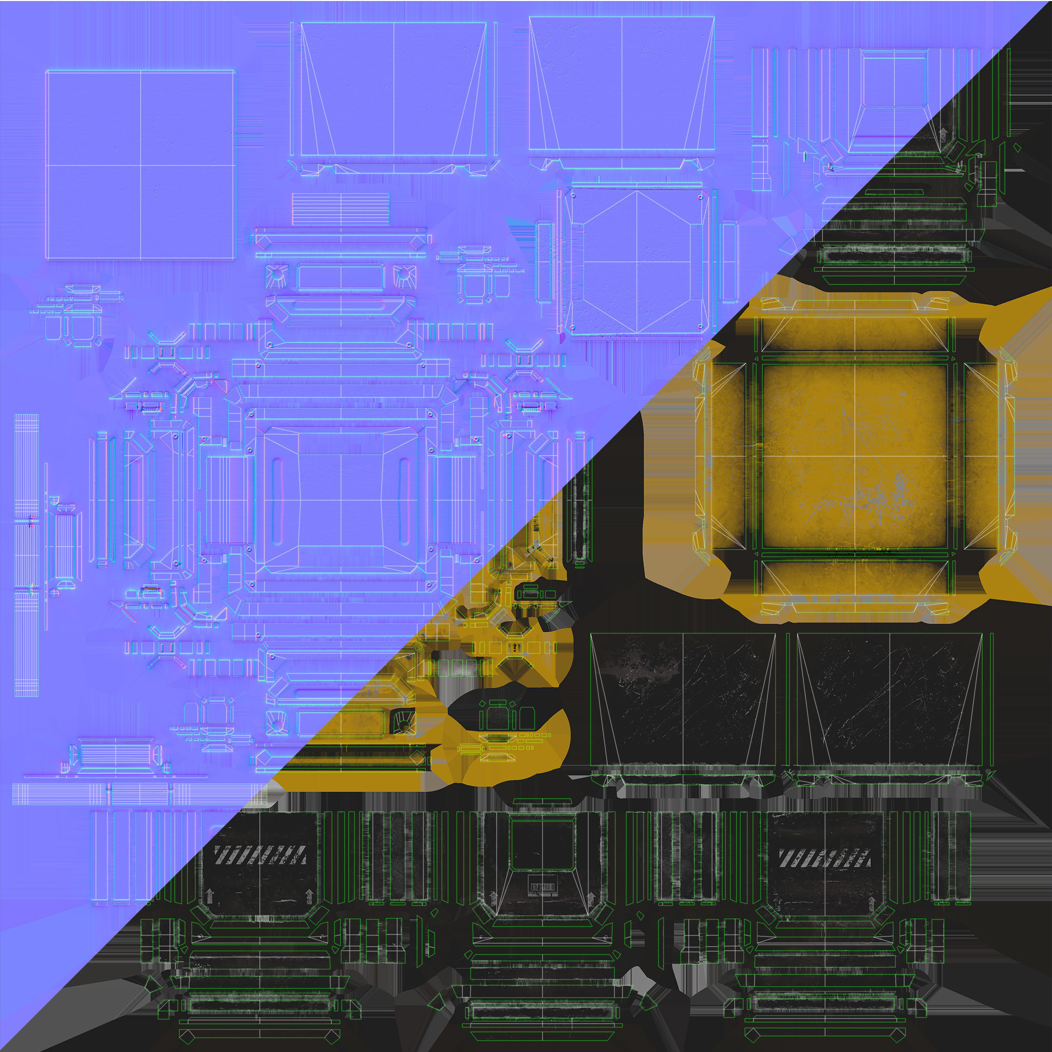 Sci-Fi Industrial Crate Game Ready PBR Textures Low-poly 3D model_16