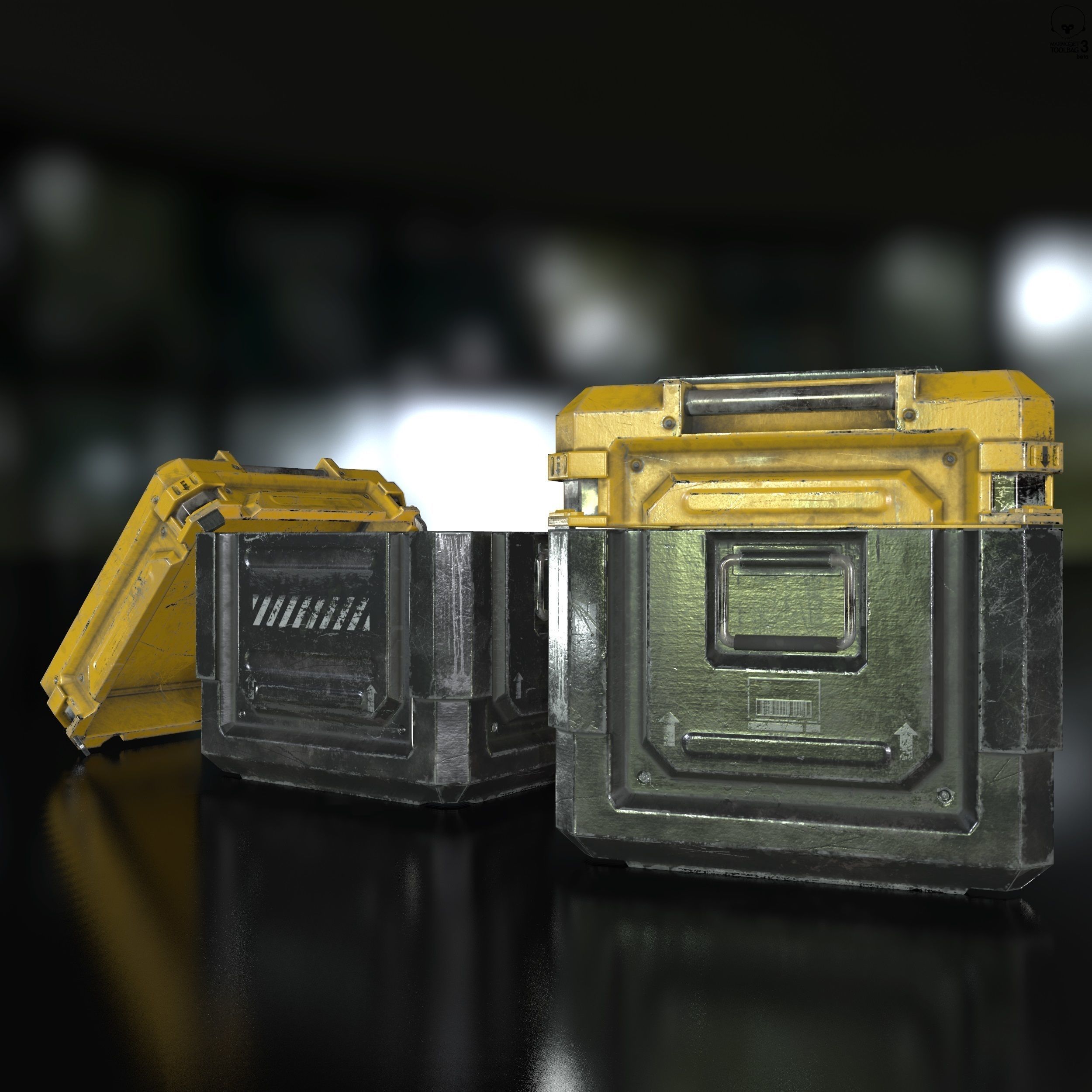Sci-Fi Industrial Crate Game Ready PBR Textures Low-poly 3D model_15