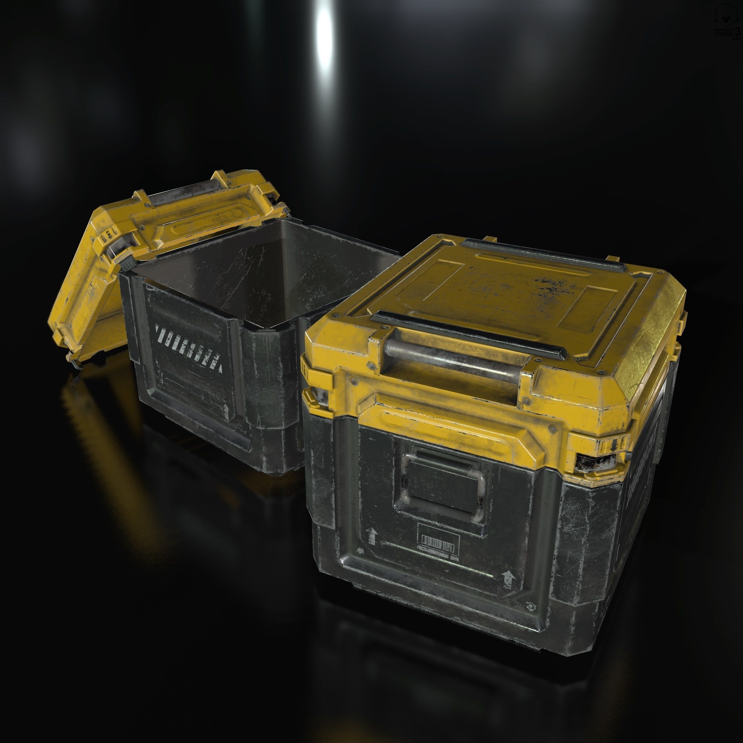 Sci-Fi Industrial Crate Game Ready PBR Textures Low-poly 3D model_1