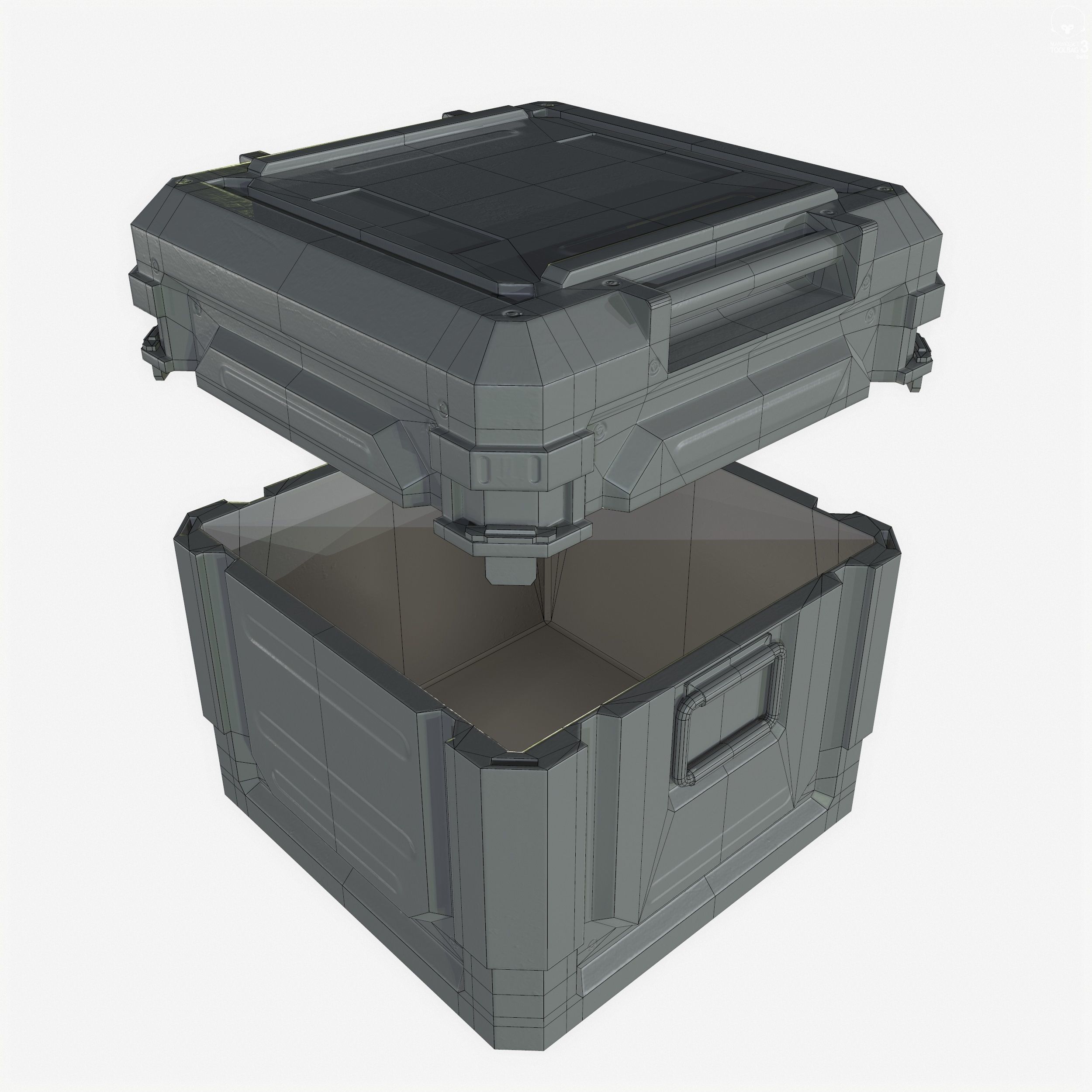 Sci-Fi Industrial Crate Game Ready PBR Textures Low-poly 3D model_12