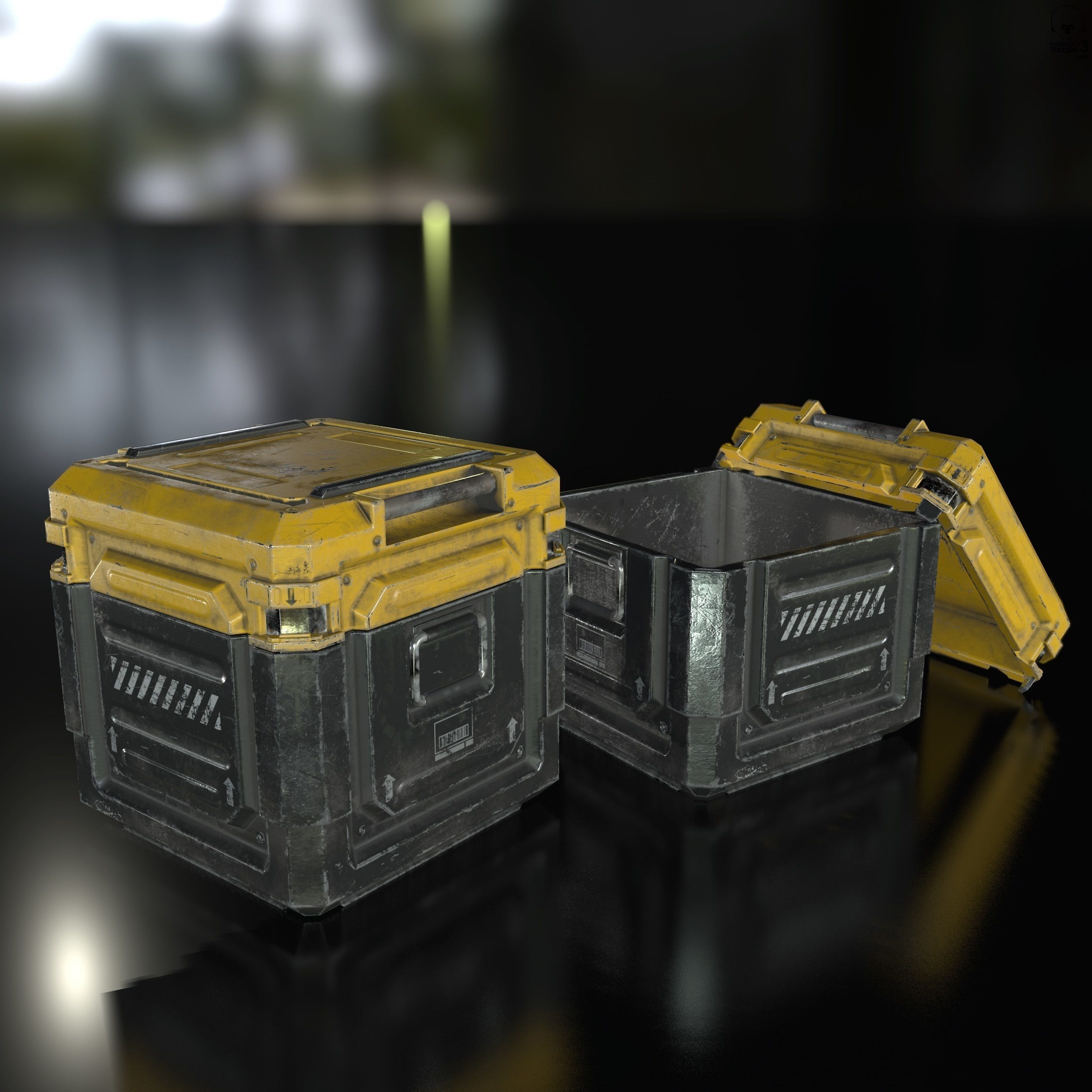 Sci-Fi Industrial Crate Game Ready PBR Textures Low-poly 3D model_14