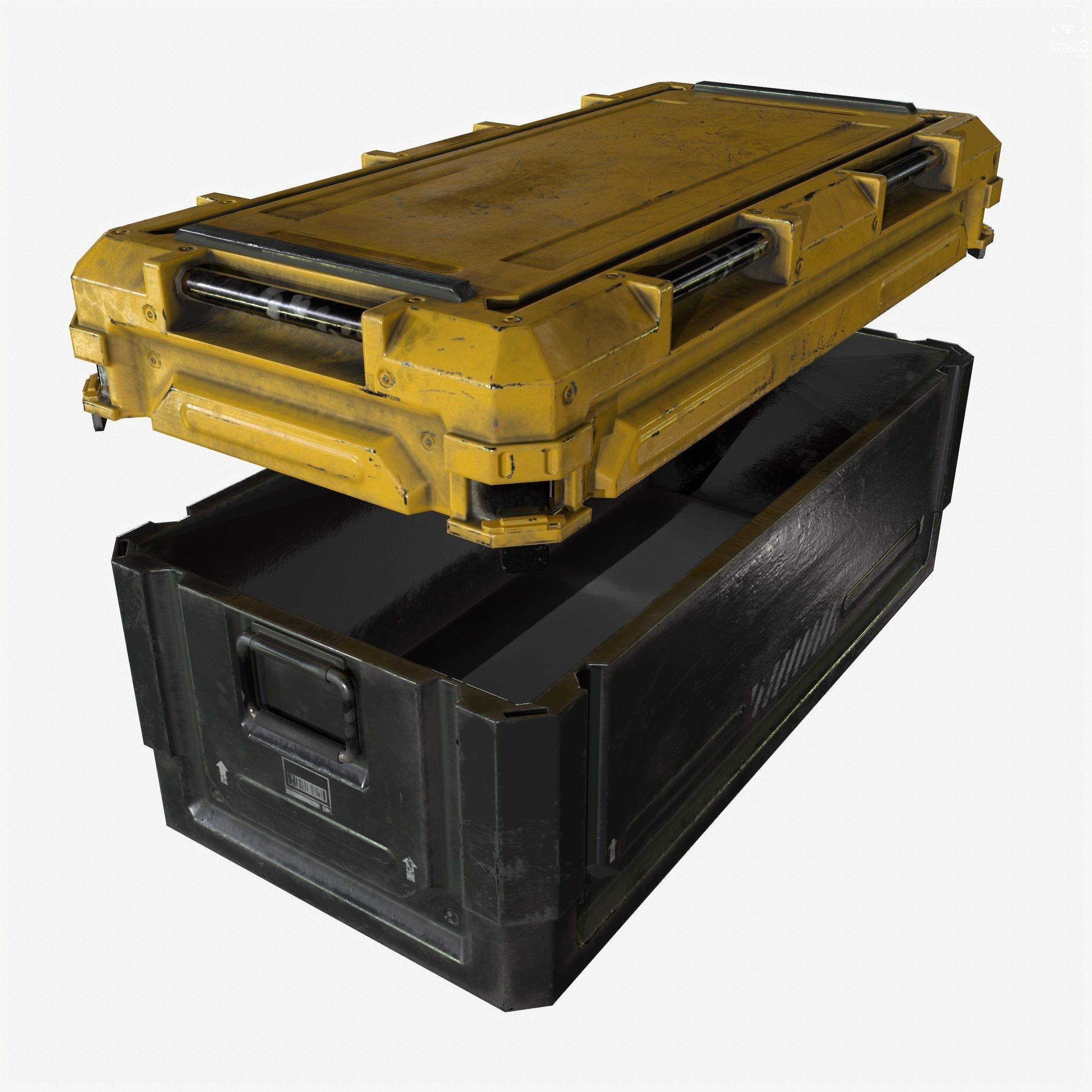 Sci Fi Industrial Crate Game Ready PBR Textures  Low-poly 3D model_11