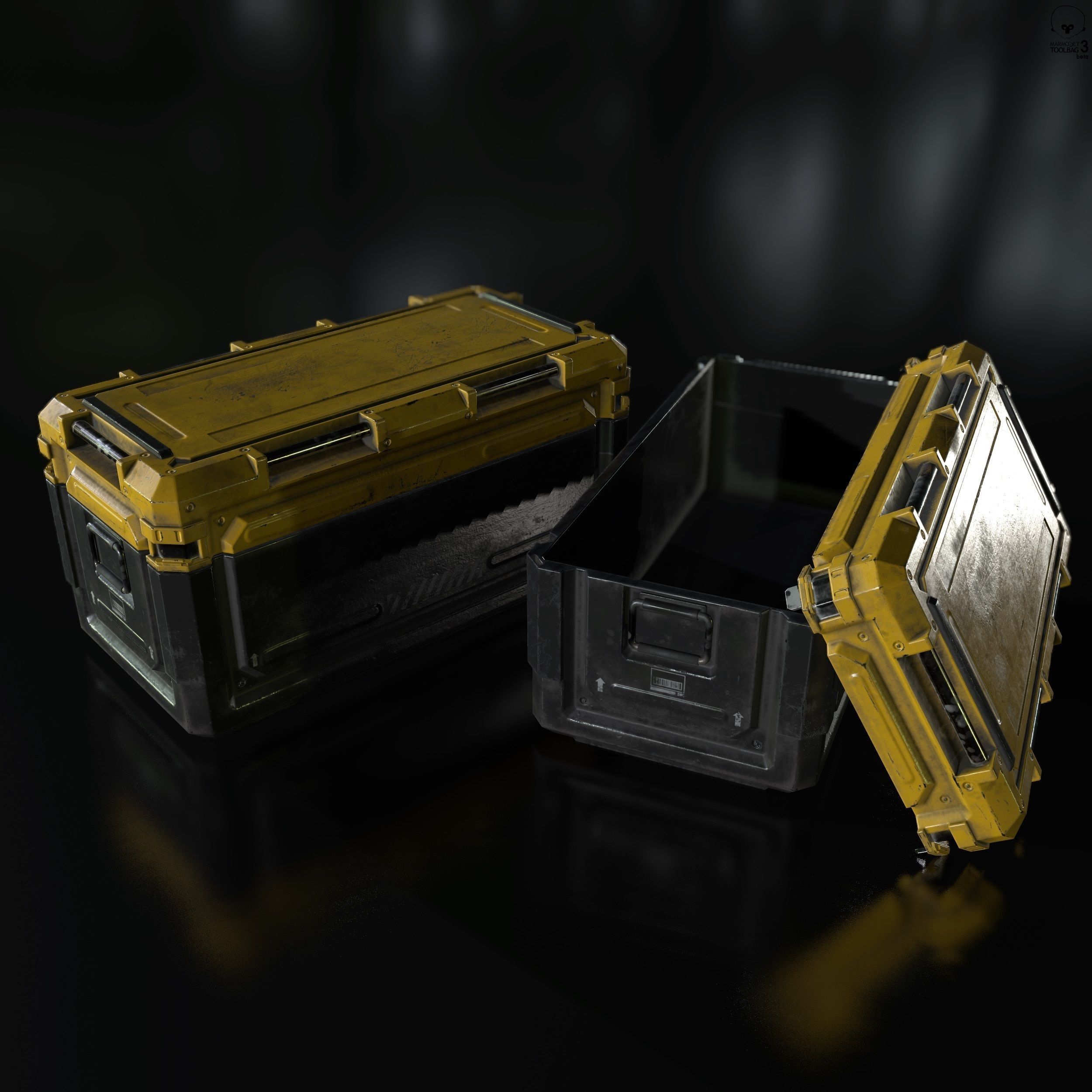 Sci Fi Industrial Crate Game Ready PBR Textures  Low-poly 3D model_15