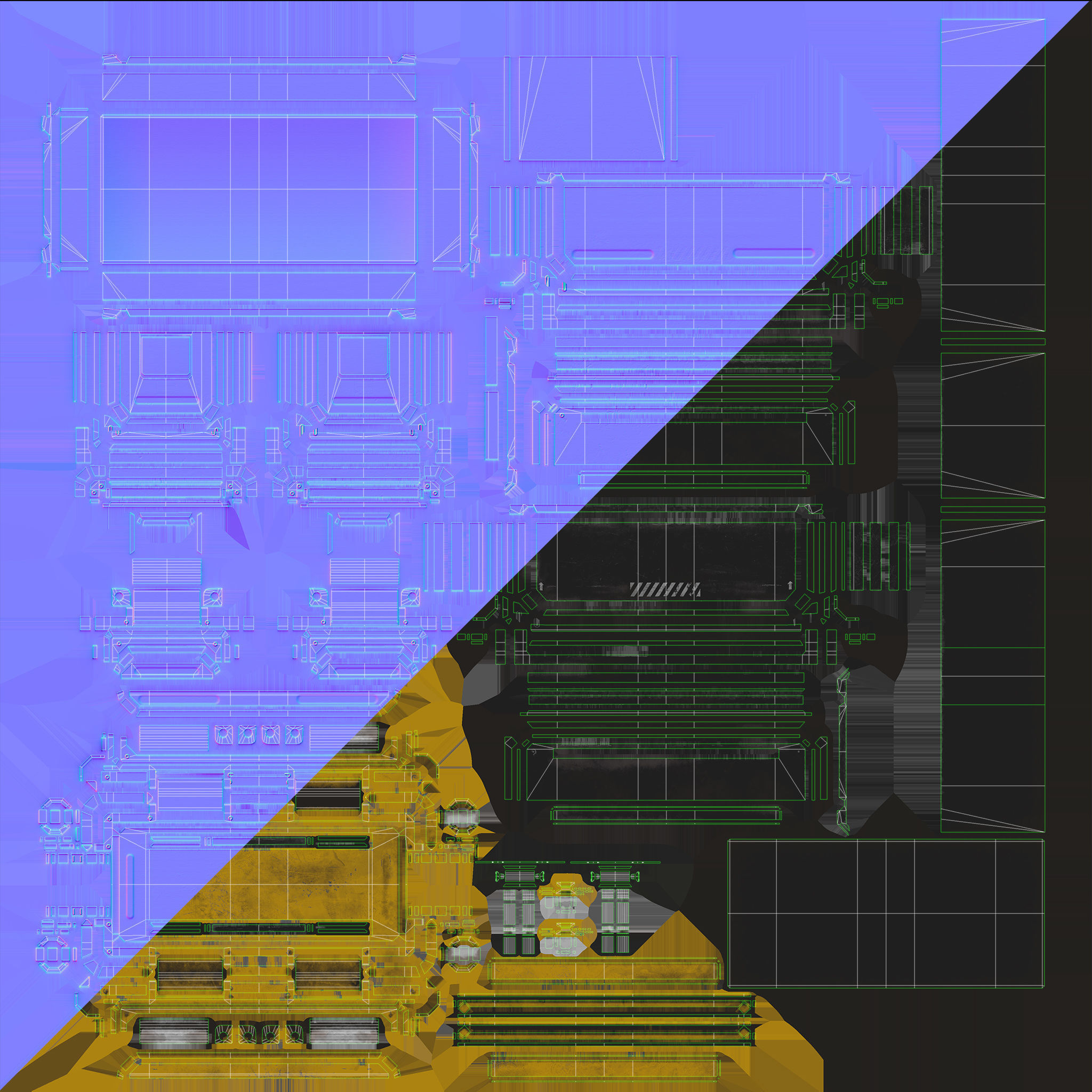 Sci Fi Industrial Crate Game Ready PBR Textures  Low-poly 3D model_16