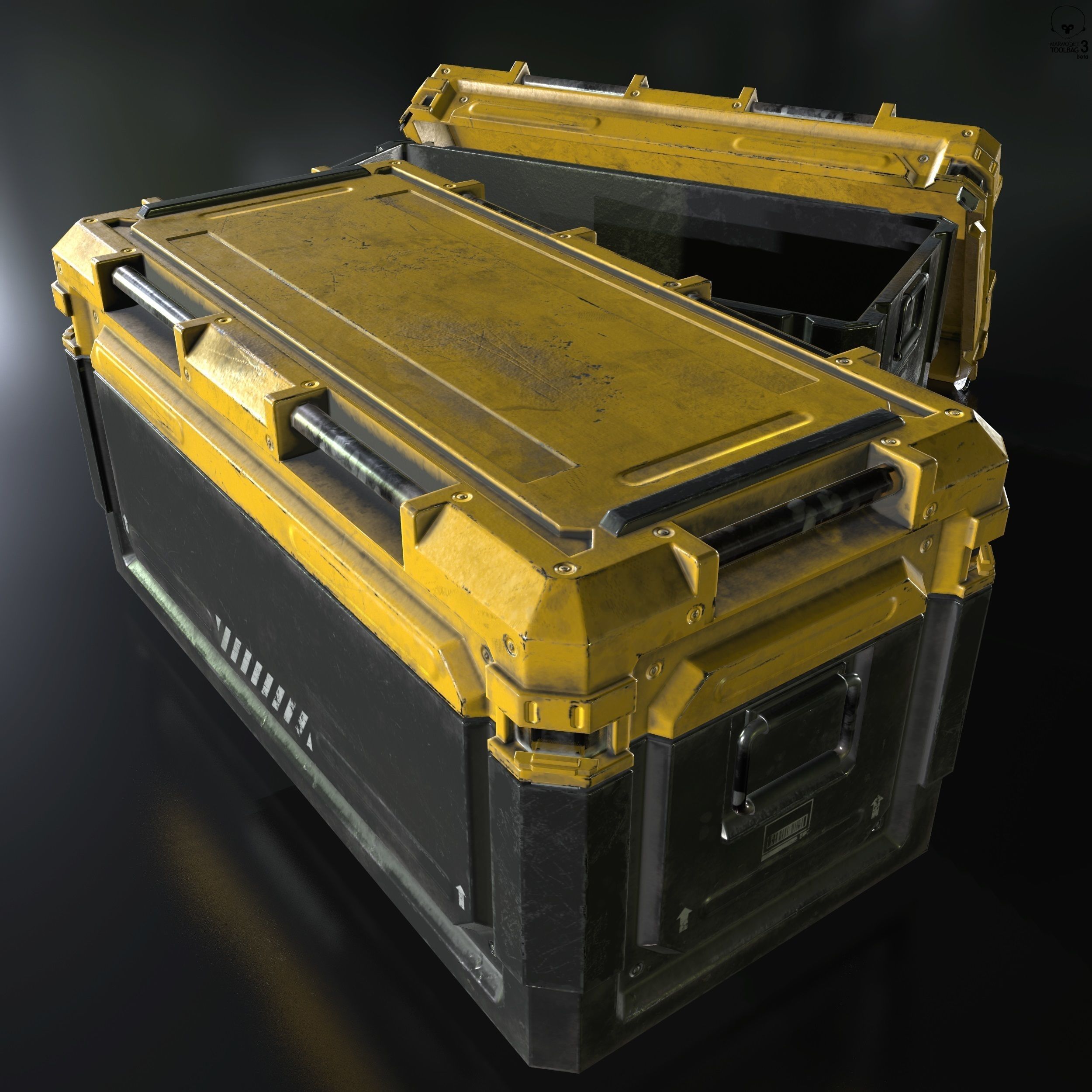 Sci Fi Industrial Crate Game Ready PBR Textures  Low-poly 3D model_8