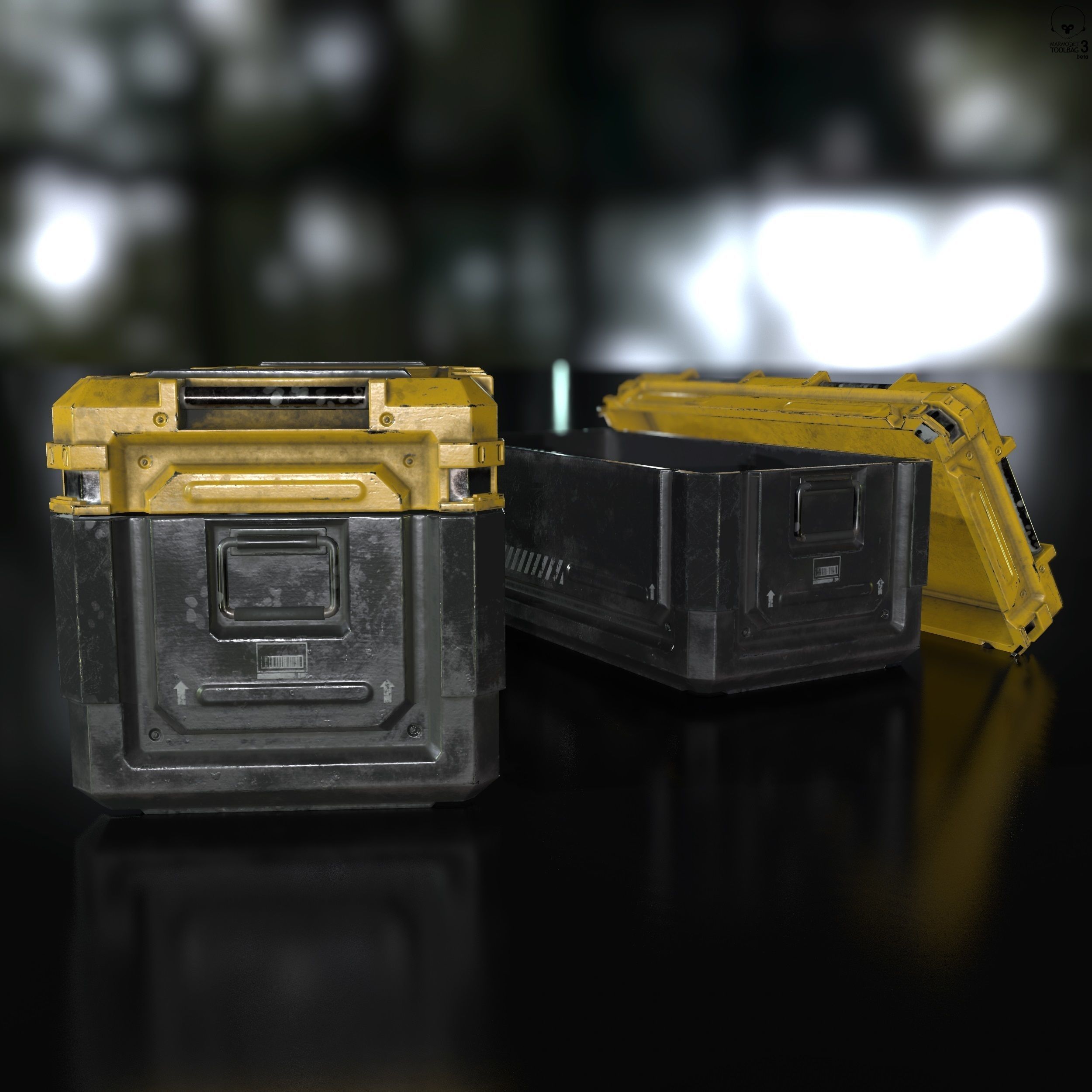 Sci Fi Industrial Crate Game Ready PBR Textures  Low-poly 3D model_14