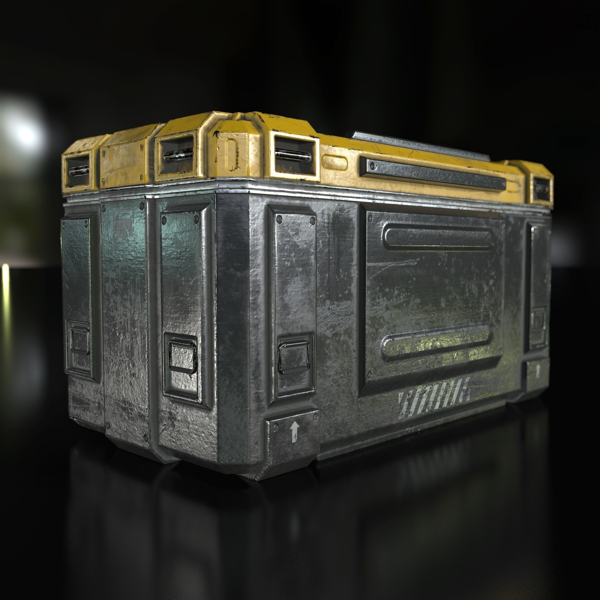 3D Sci Fi Industrial Crate Game Ready PBR Textures Low-poly 3D model_1