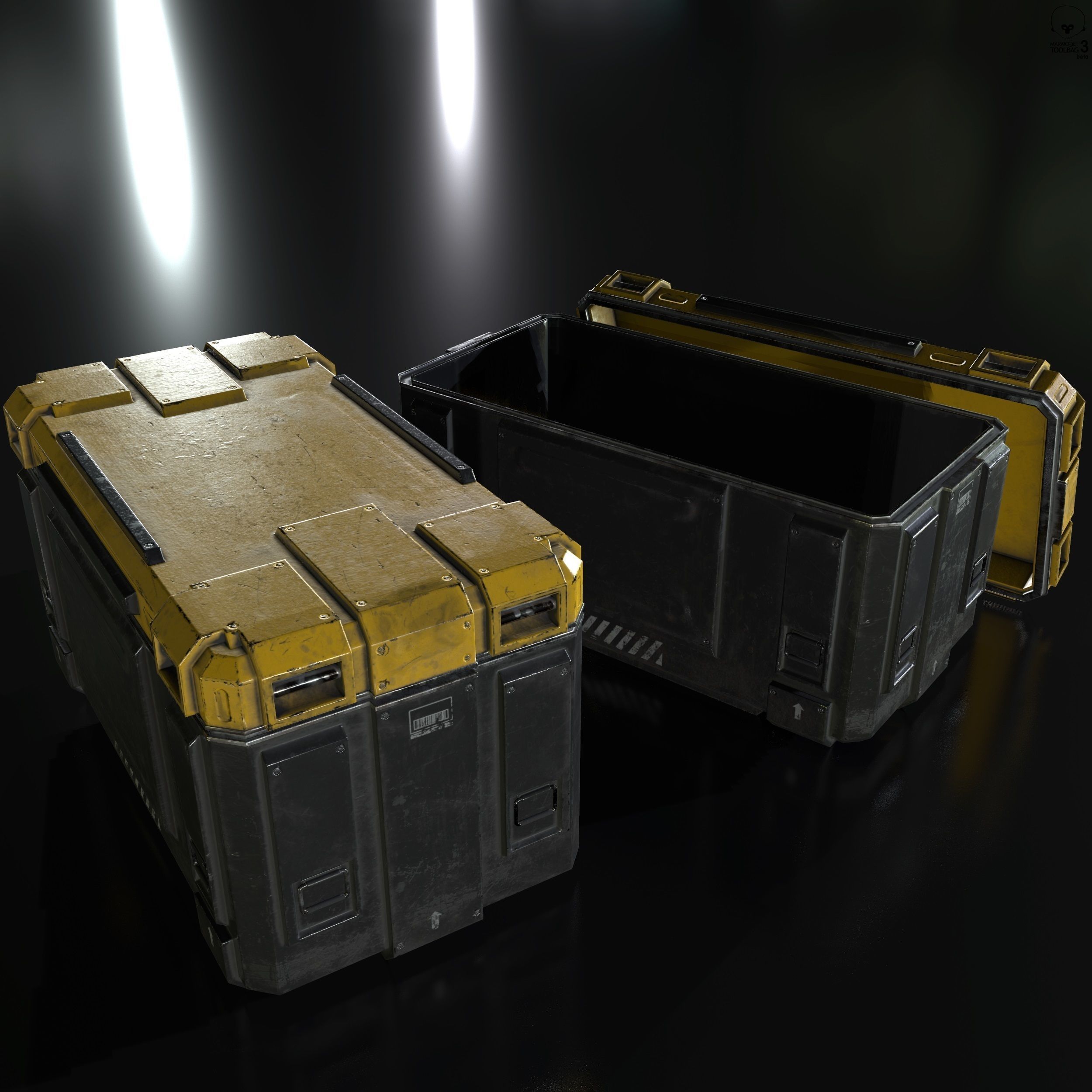 3D Sci Fi Industrial Crate Game Ready PBR Textures Low-poly 3D model_13
