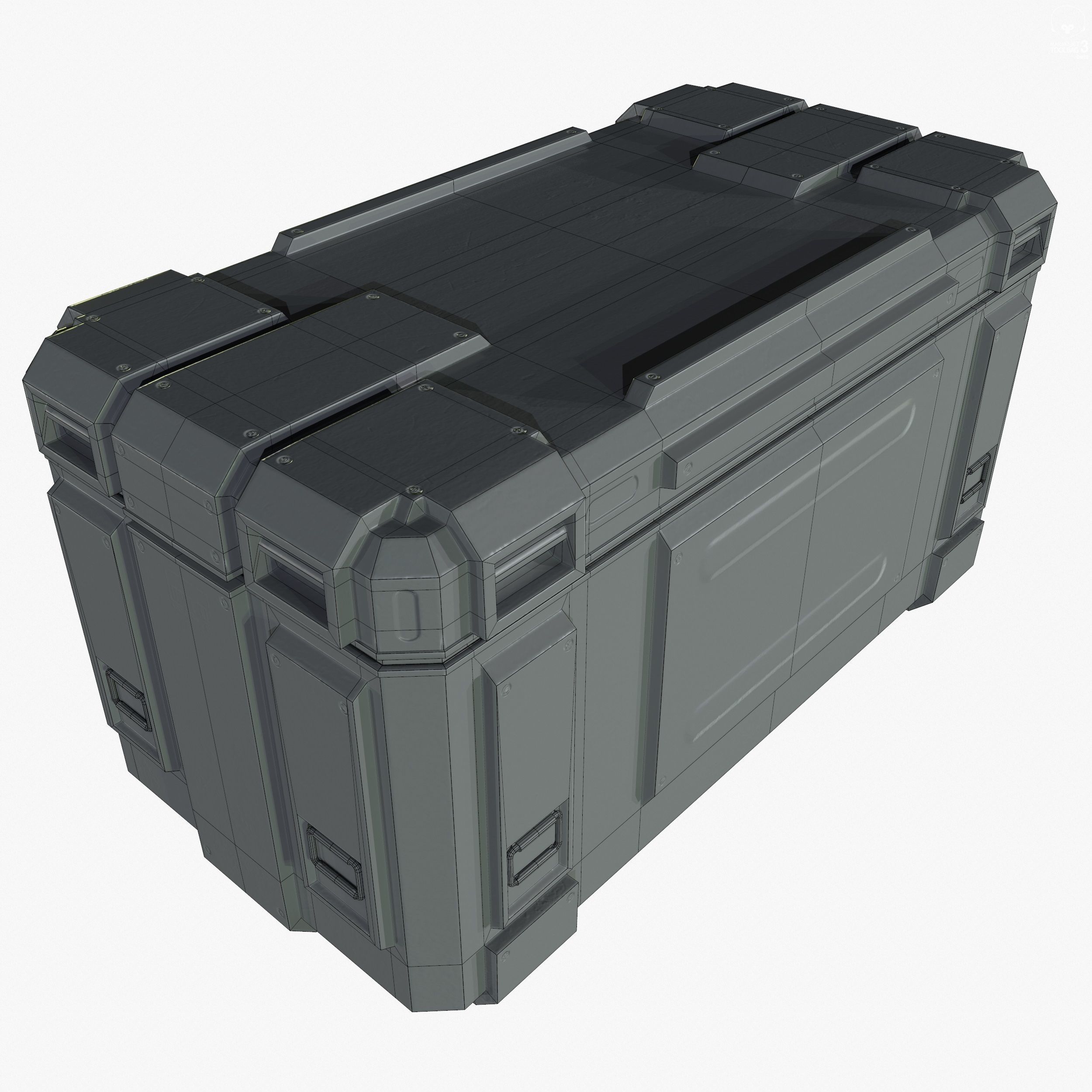 3D Sci Fi Industrial Crate Game Ready PBR Textures Low-poly 3D model_5