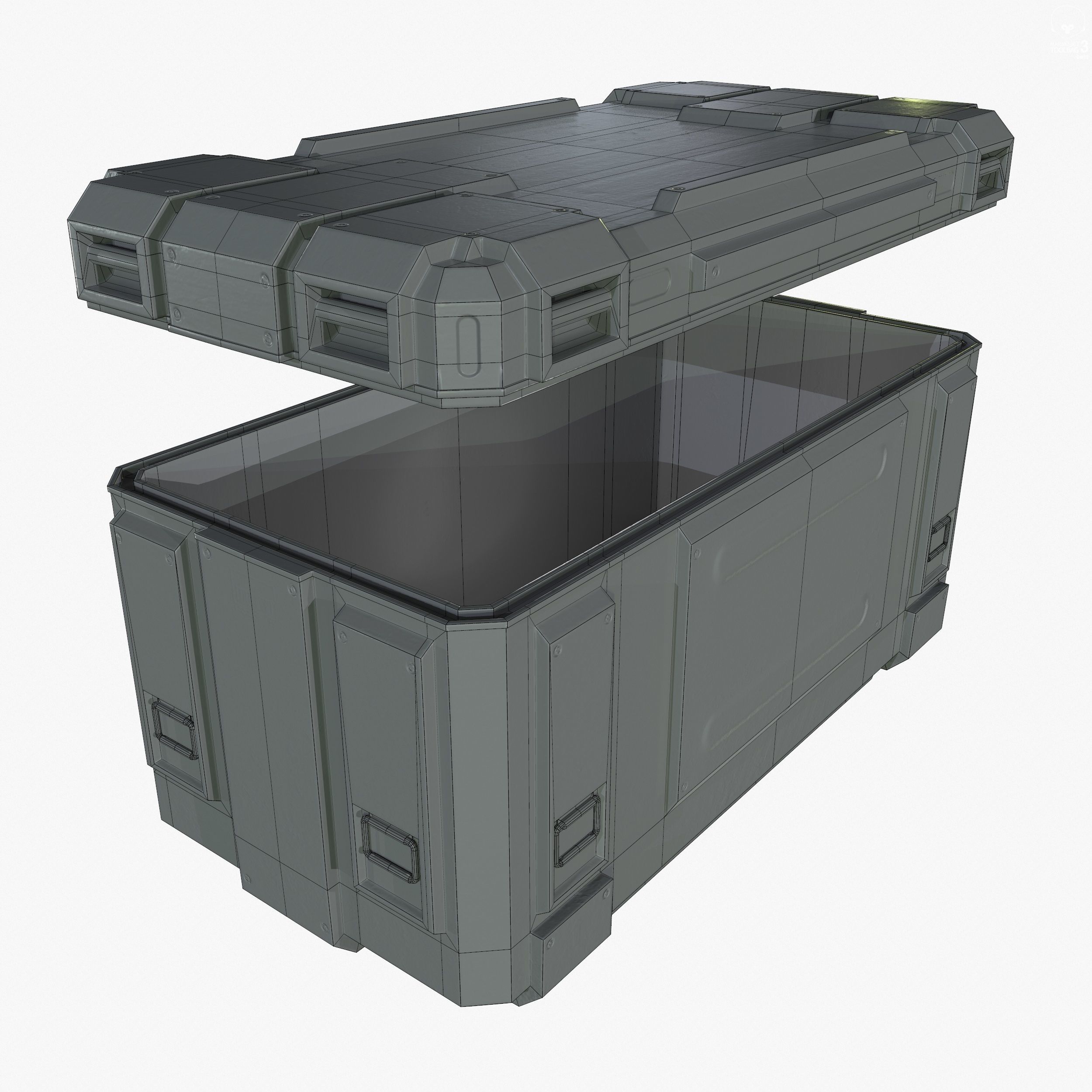 3D Sci Fi Industrial Crate Game Ready PBR Textures Low-poly 3D model_11