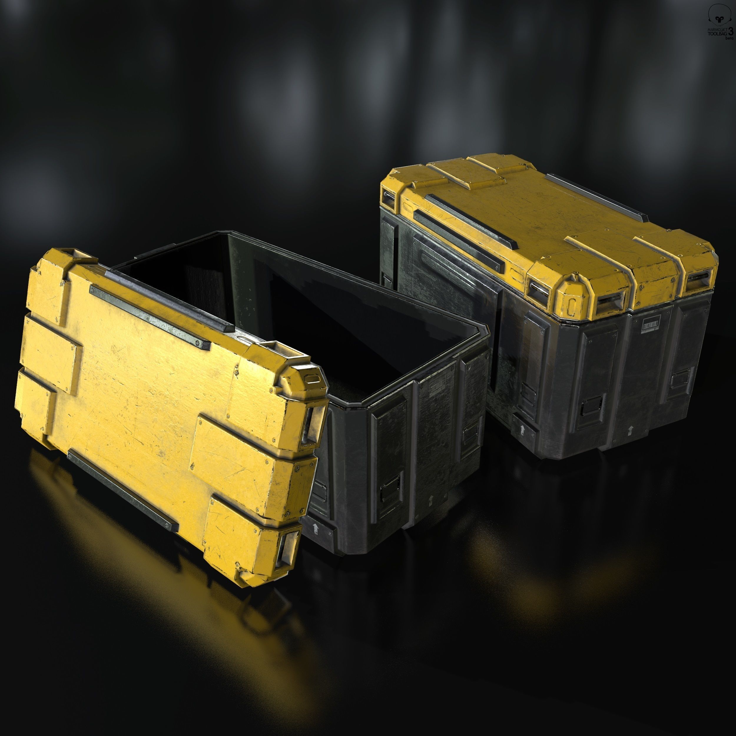3D Sci Fi Industrial Crate Game Ready PBR Textures Low-poly 3D model_12