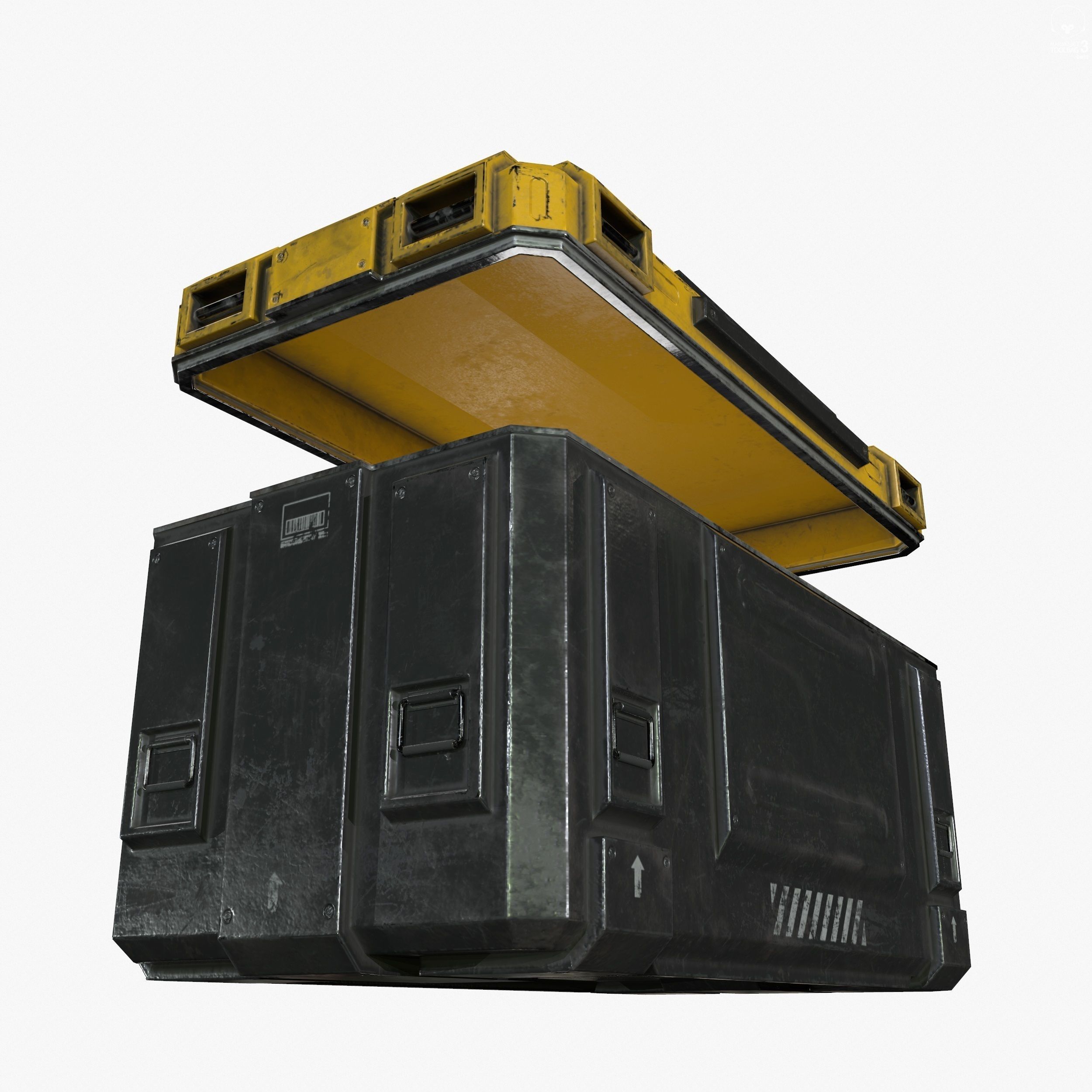 3D Sci Fi Industrial Crate Game Ready PBR Textures Low-poly 3D model_8