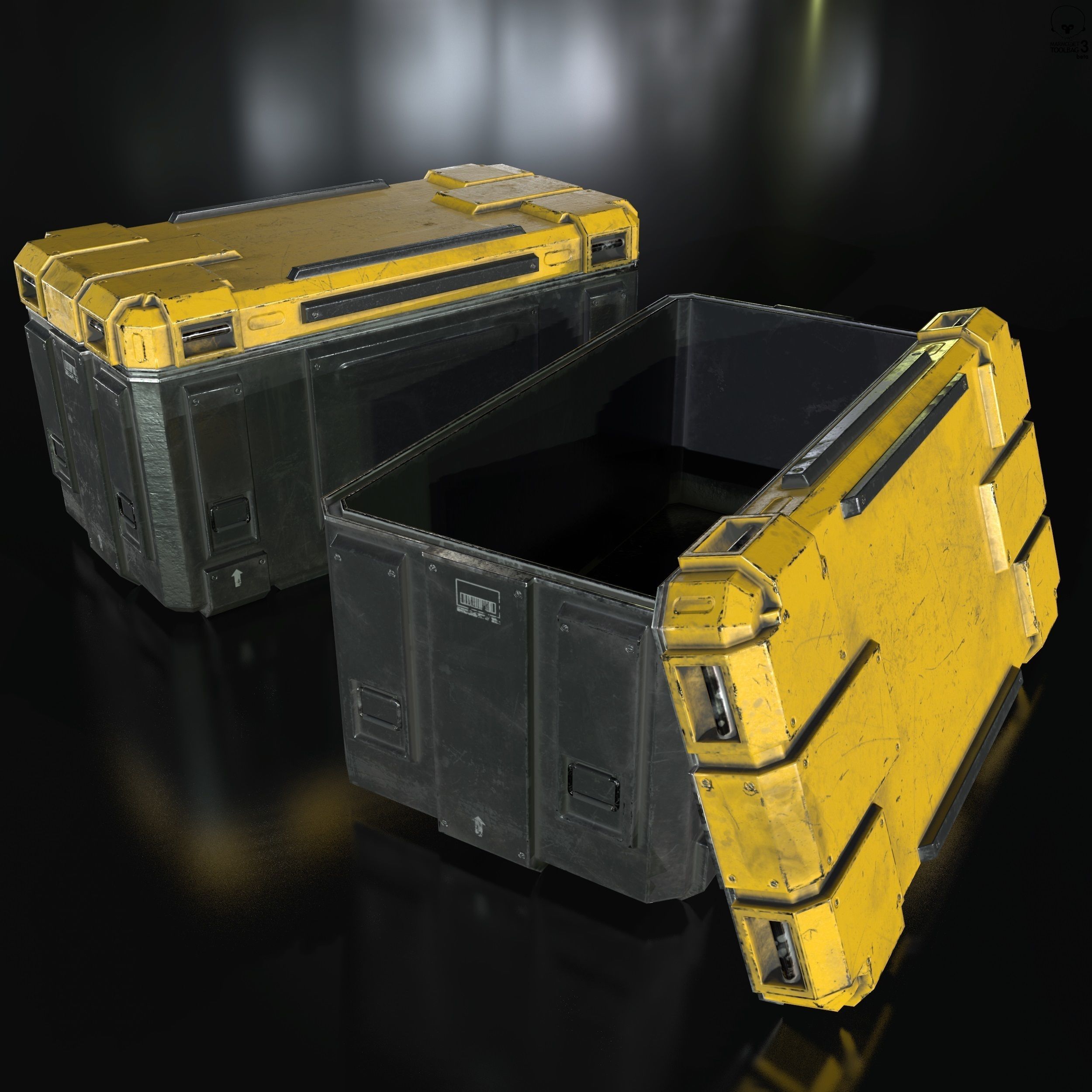 3D Sci Fi Industrial Crate Game Ready PBR Textures Low-poly 3D model_14