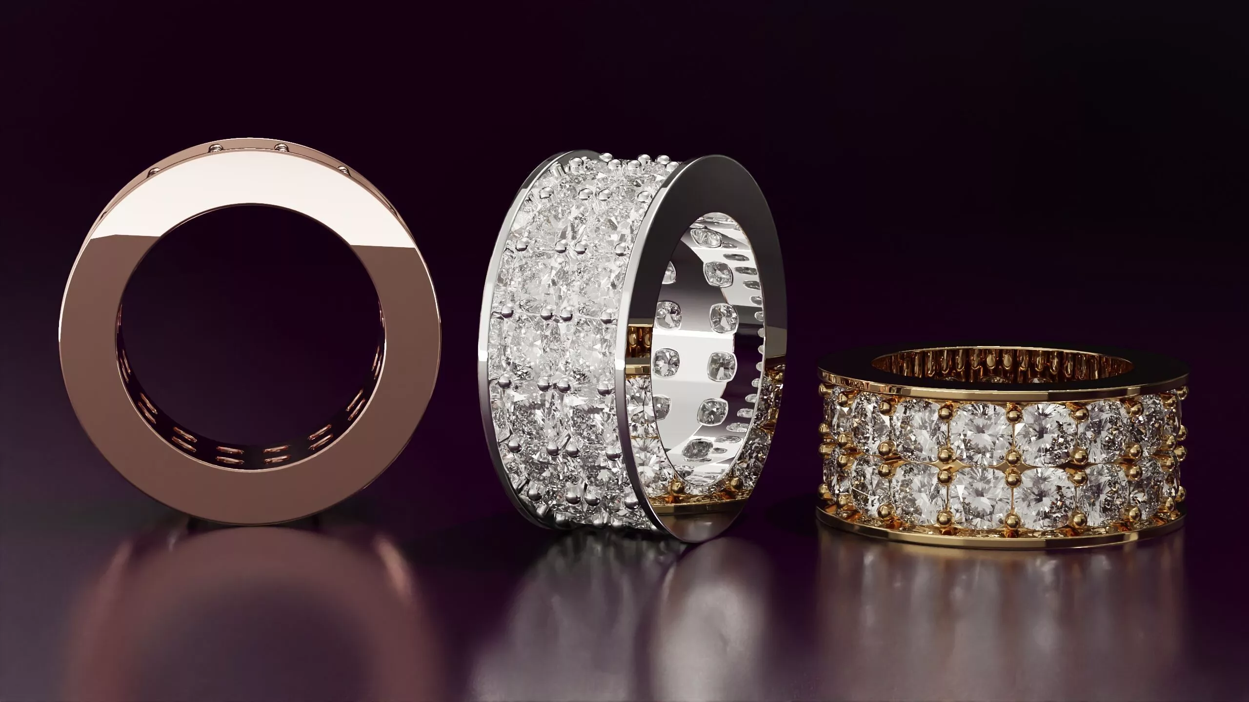 Cushion square cut 2line eternity ring 11322CT EU54 3D print model