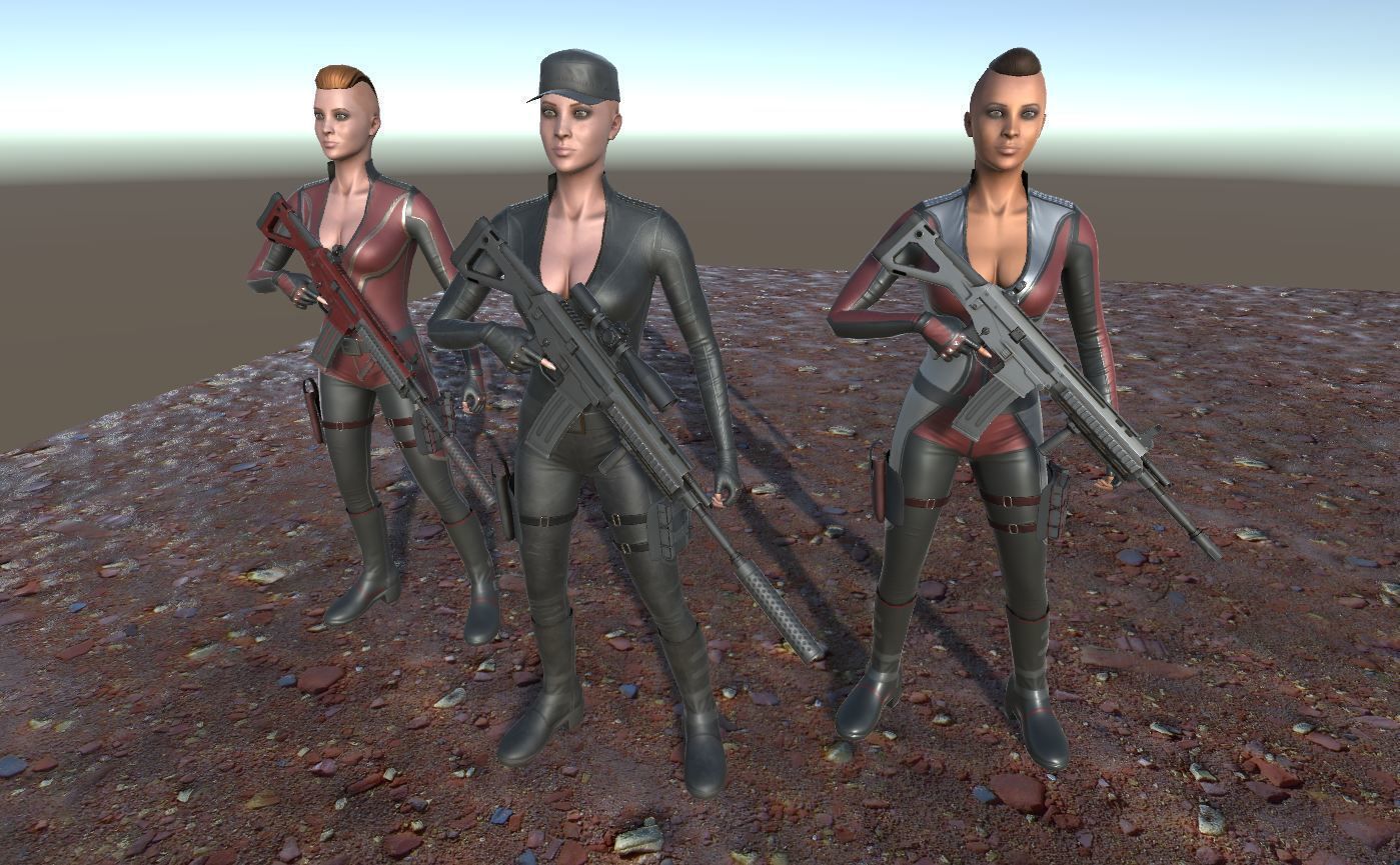 Customizable Female Soldiers Classic and Modern Style Low-poly 3D model_17