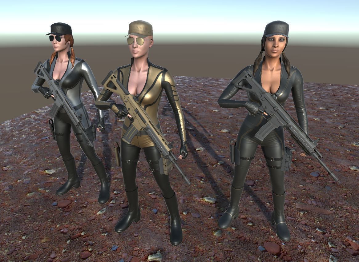 Customizable Female Soldiers Classic and Modern Style Low-poly 3D model_14