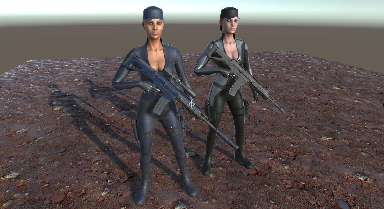 Customizable Female Soldiers Classic and Modern Style Low-poly 3D model_7