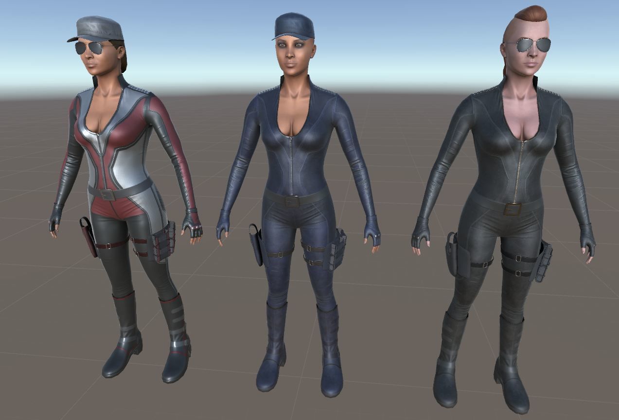Customizable Female Soldiers Classic and Modern Style Low-poly 3D model_18
