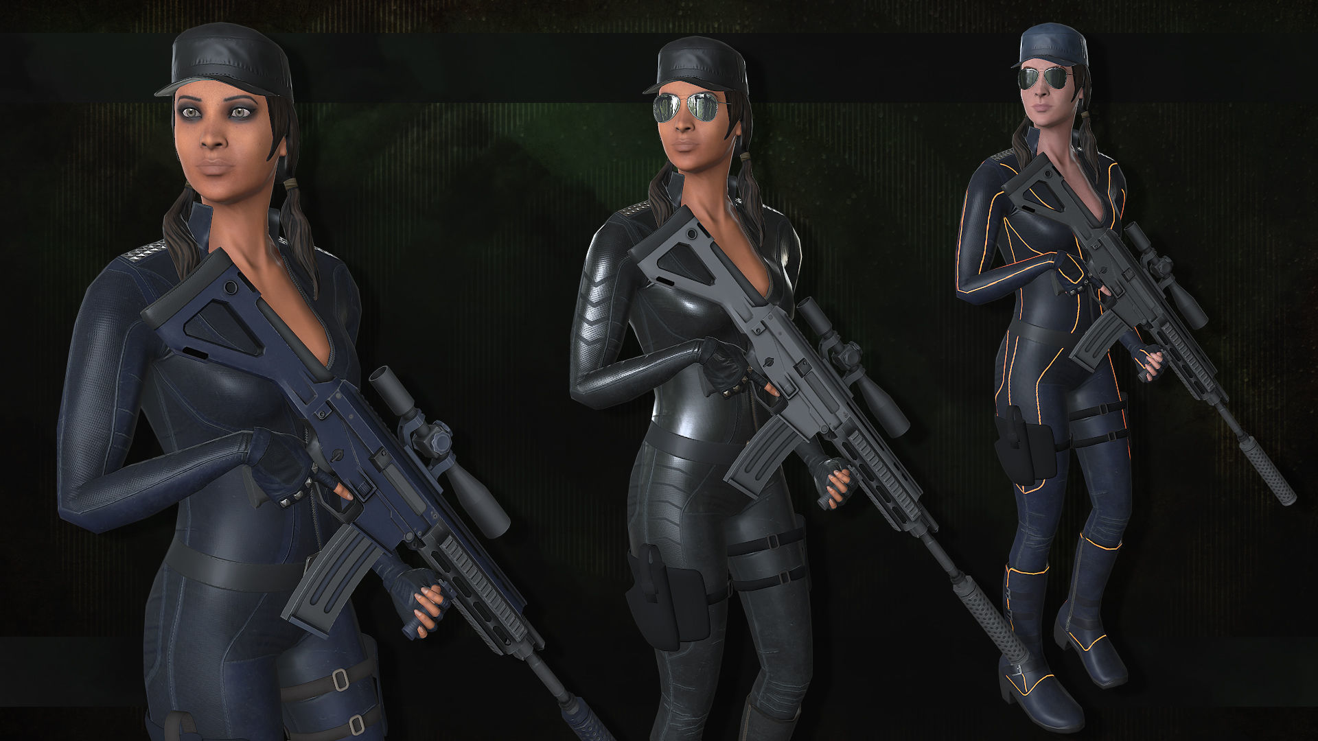 Customizable Female Soldiers Classic and Modern Style Low-poly 3D model_4