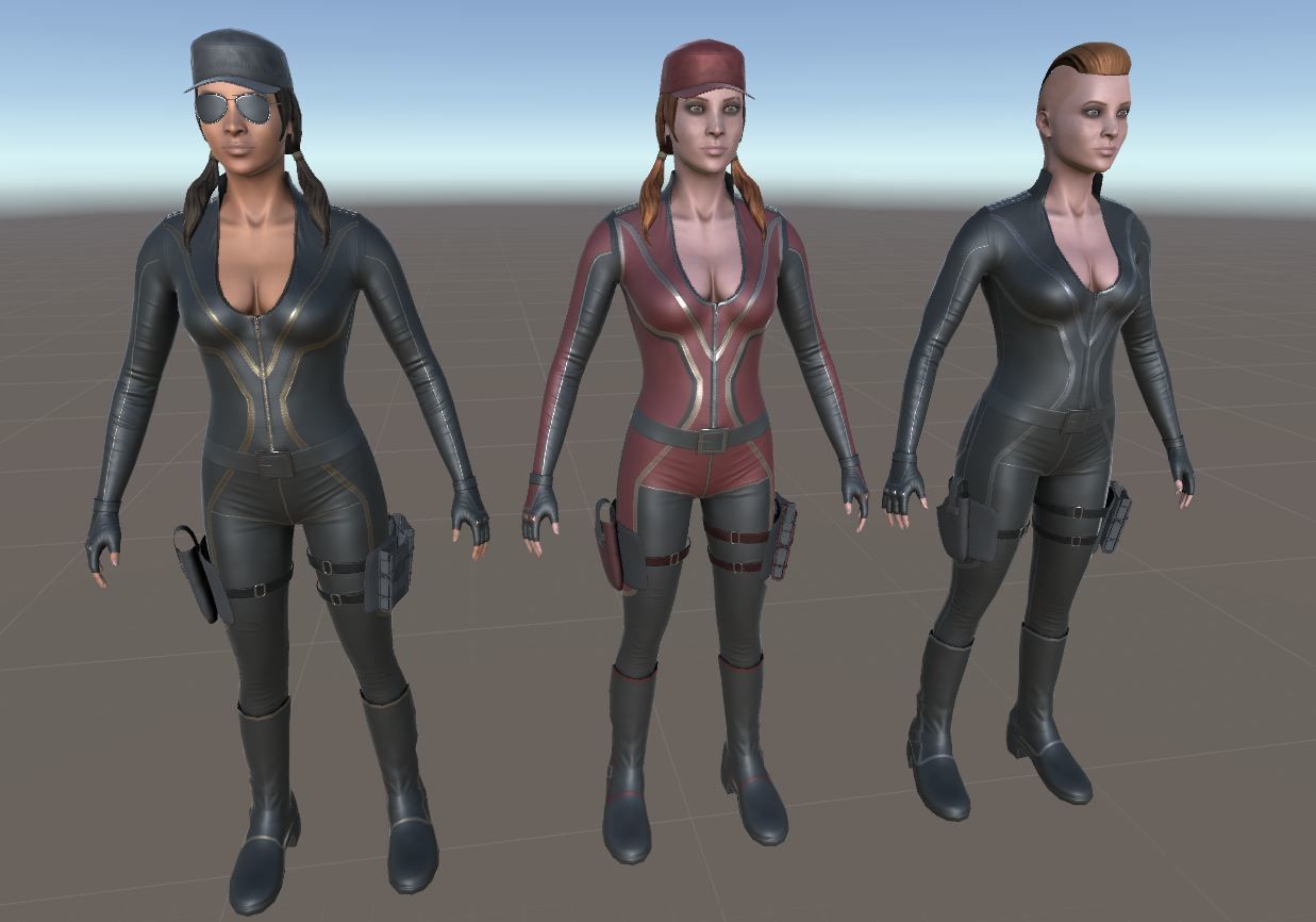 Customizable Female Soldiers Classic and Modern Style Low-poly 3D model_19