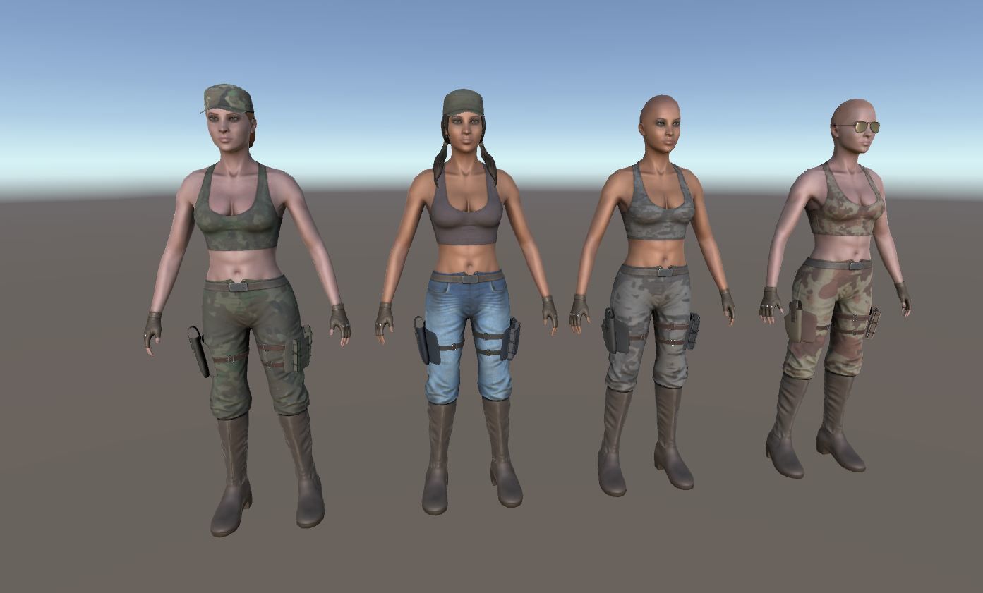 Customizable Female Soldiers Classic and Modern Style Low-poly 3D model_12