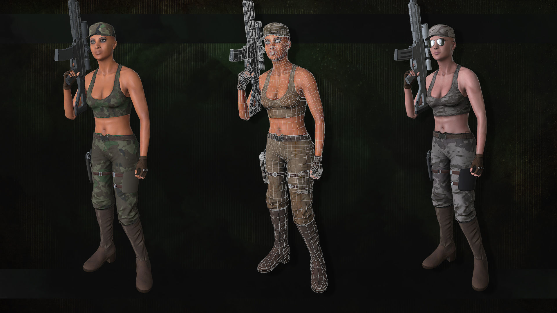 Customizable Female Soldiers Classic and Modern Style Low-poly 3D model_3