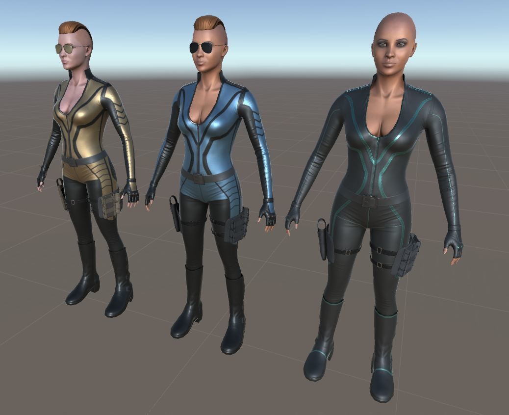 Customizable Female Soldiers Classic and Modern Style Low-poly 3D model_16