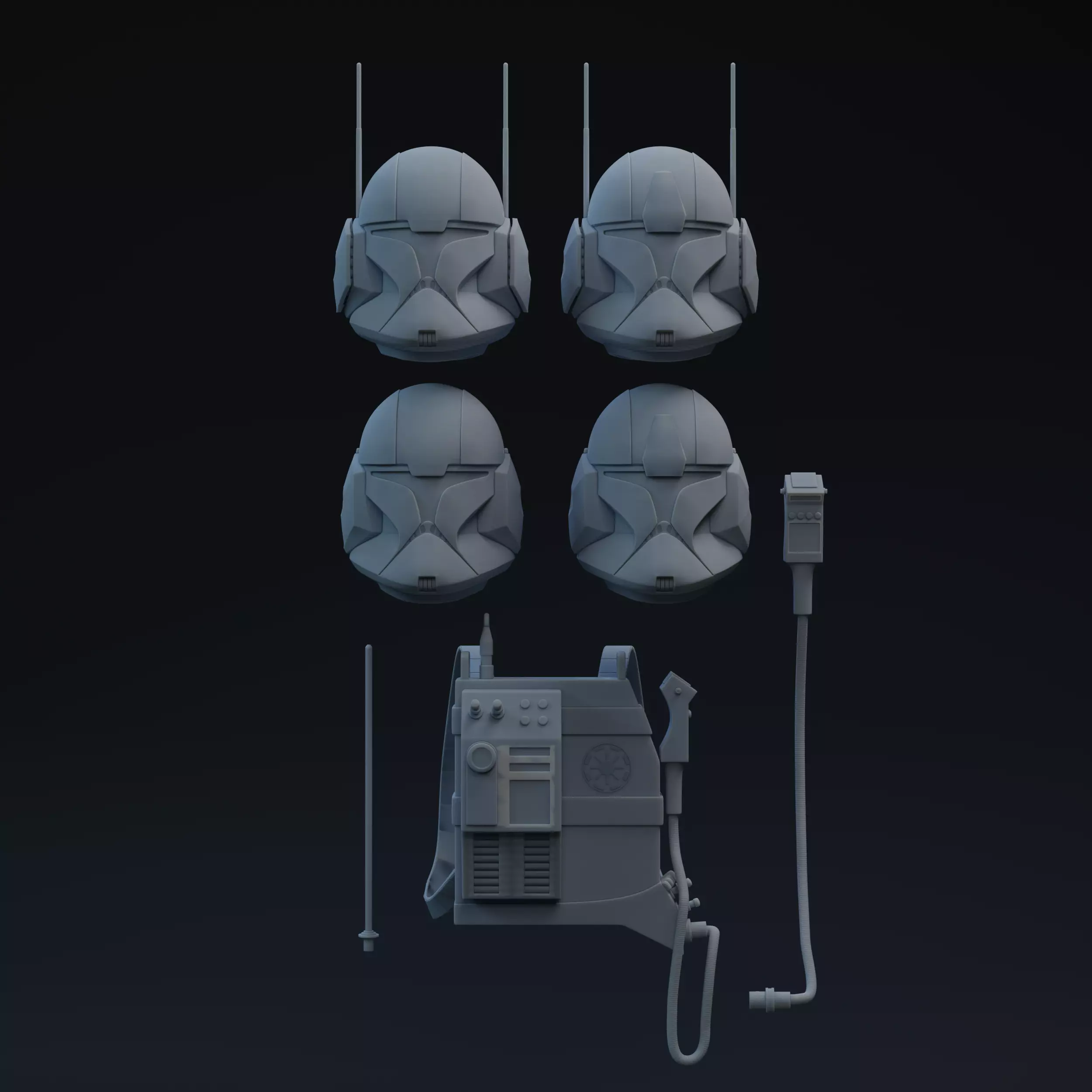 One Twelfth Scale Special Ops Clone Helmets and Radio 3D print model