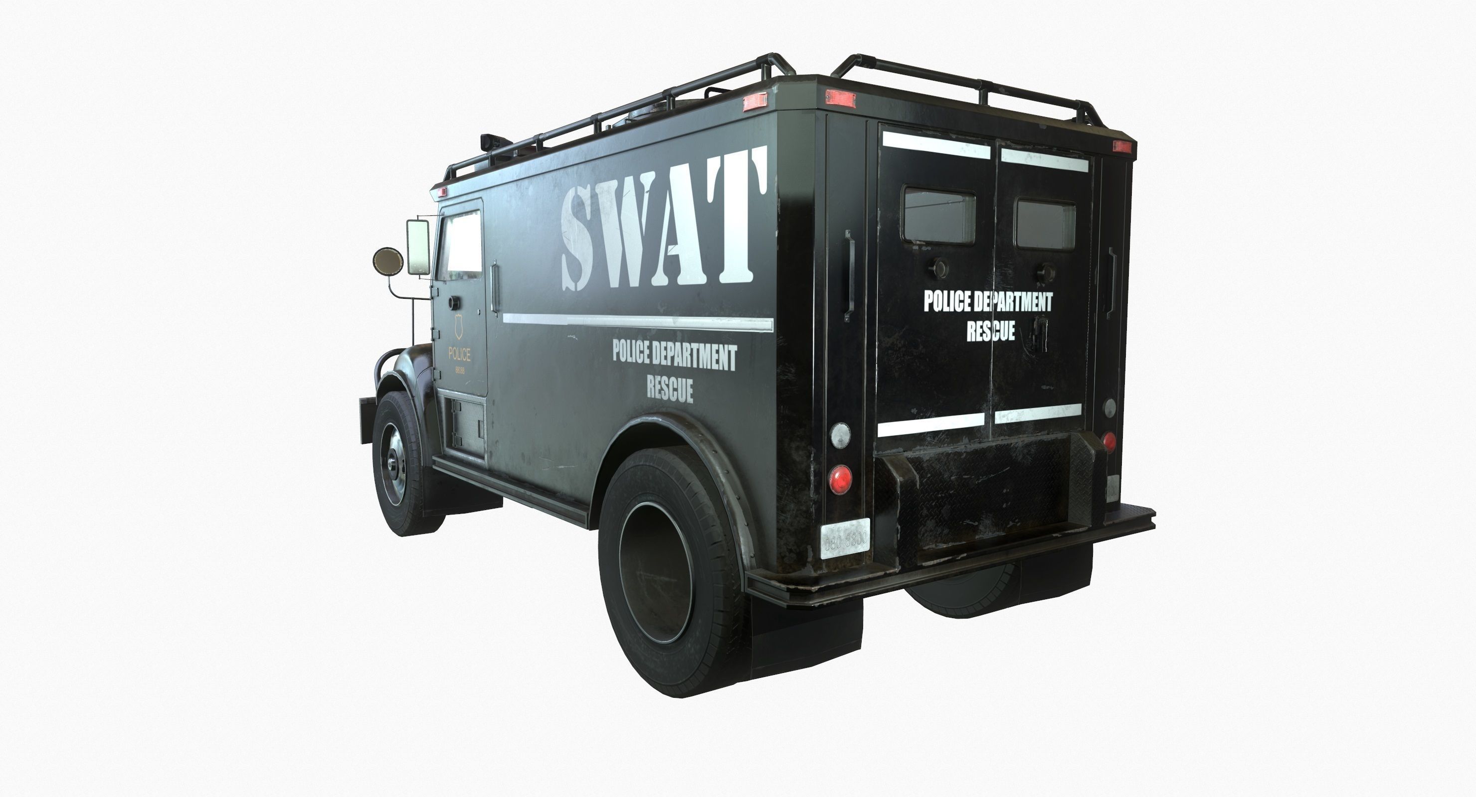 SWAT Van Game Ready PBR Textures Low-poly 3D model_4