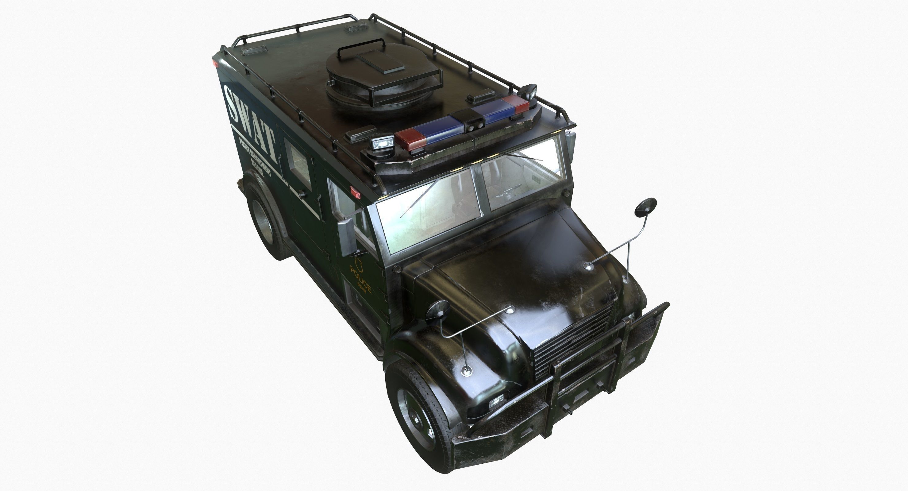 SWAT Van Game Ready PBR Textures Low-poly 3D model_19