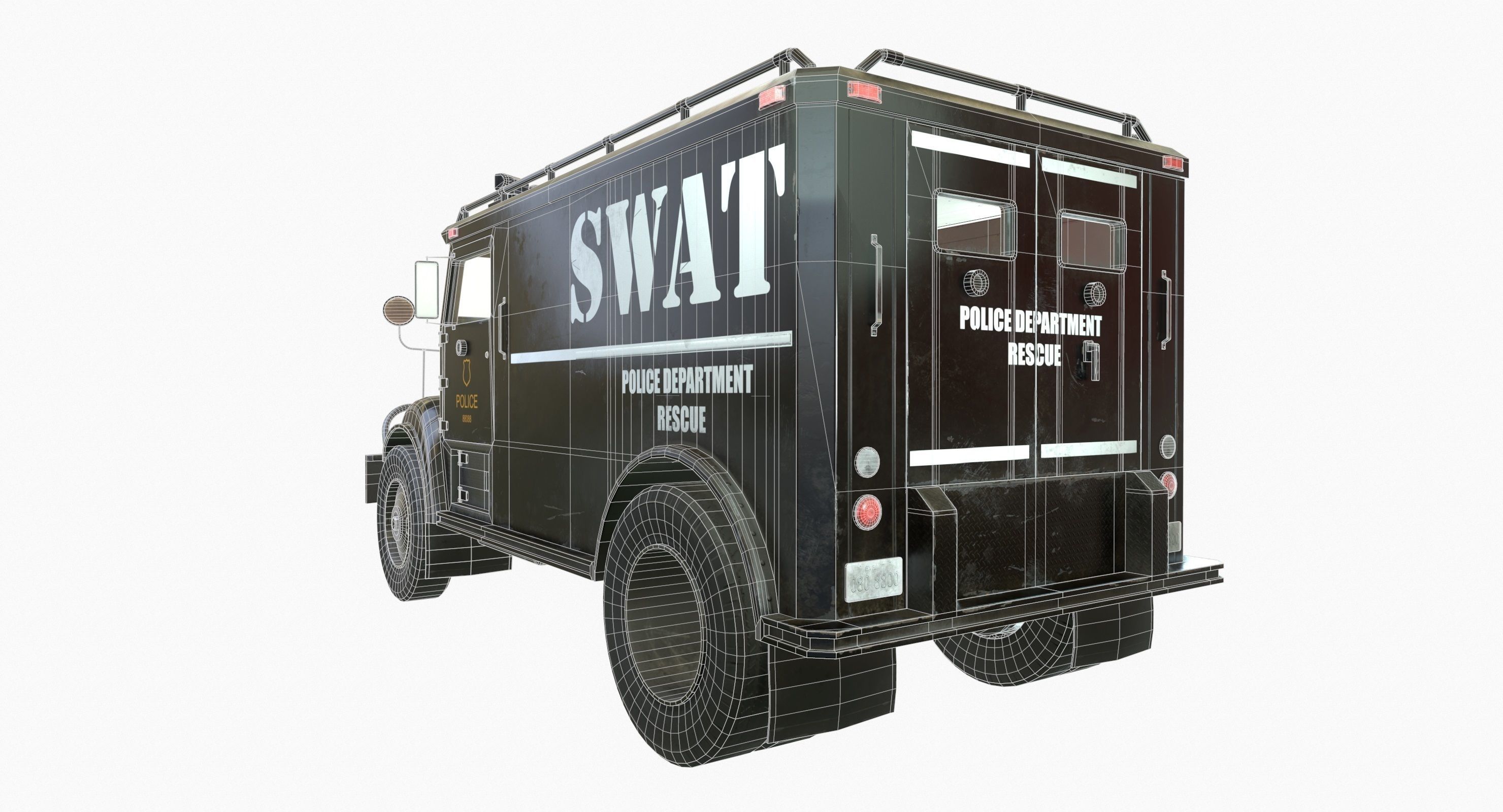 SWAT Van Game Ready PBR Textures Low-poly 3D model_16
