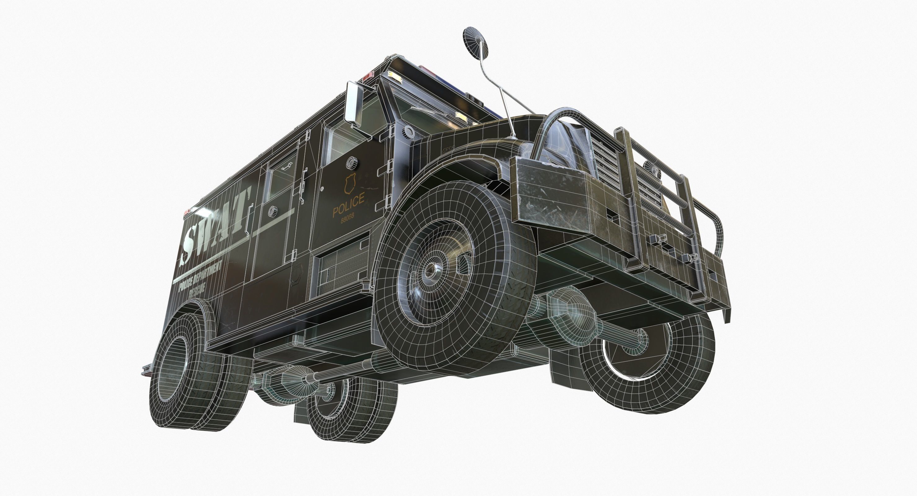 SWAT Van Game Ready PBR Textures Low-poly 3D model_24