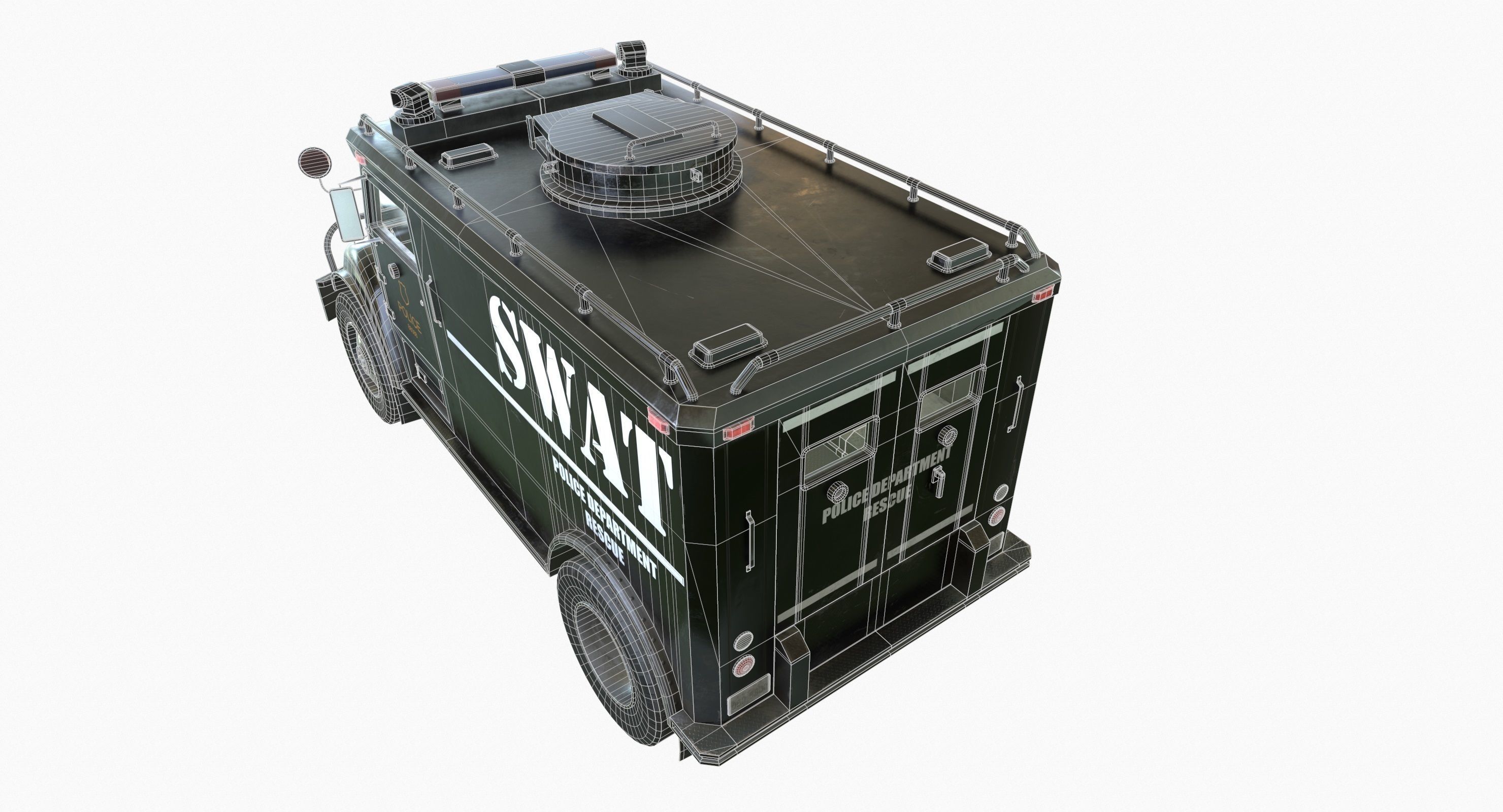 SWAT Van Game Ready PBR Textures Low-poly 3D model_22
