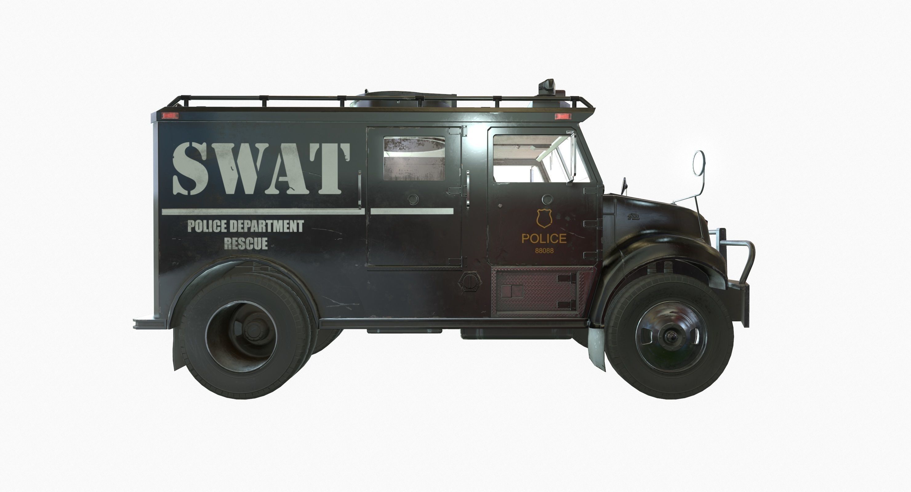 SWAT Van Game Ready PBR Textures Low-poly 3D model_7