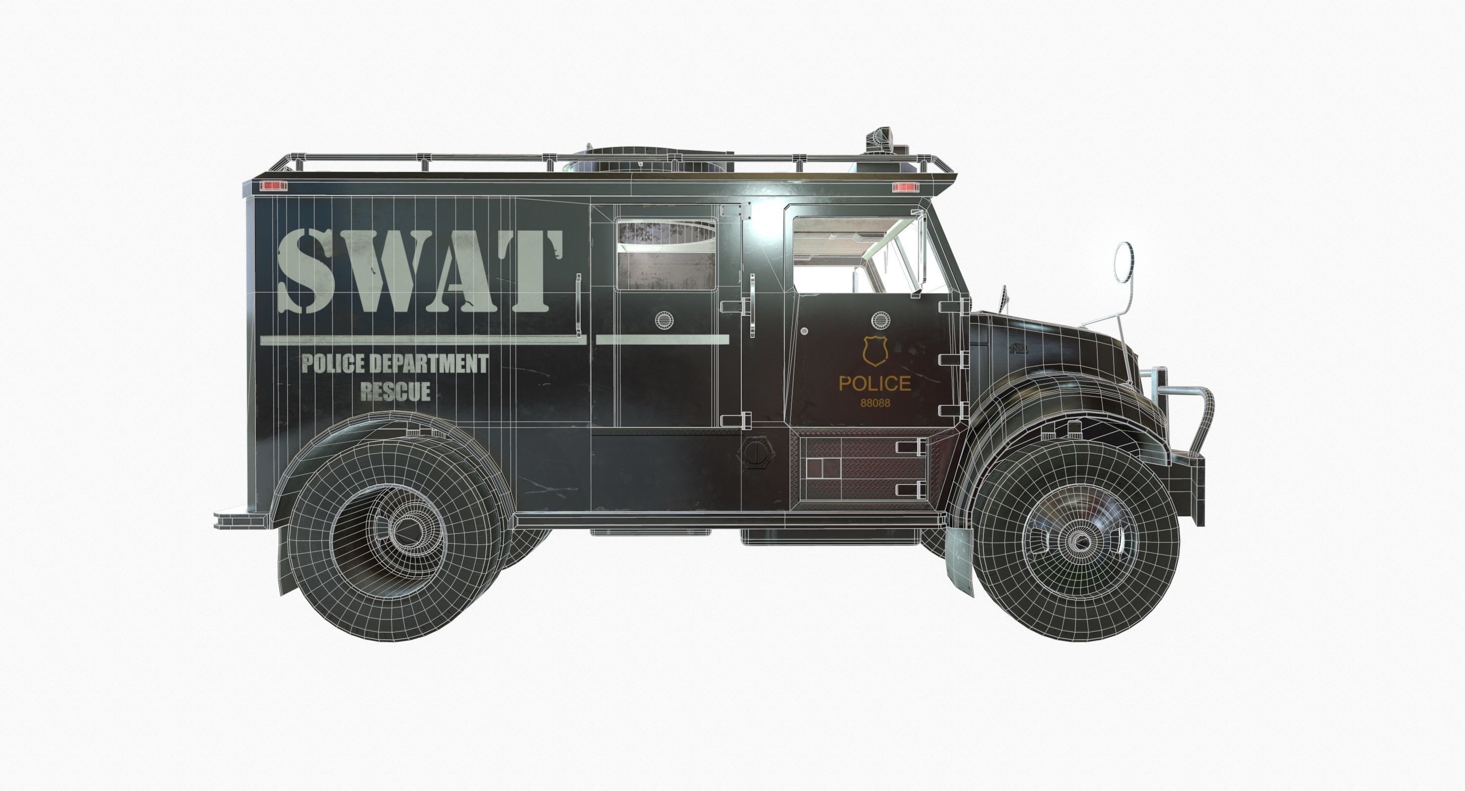 SWAT Van Game Ready PBR Textures Low-poly 3D model_8