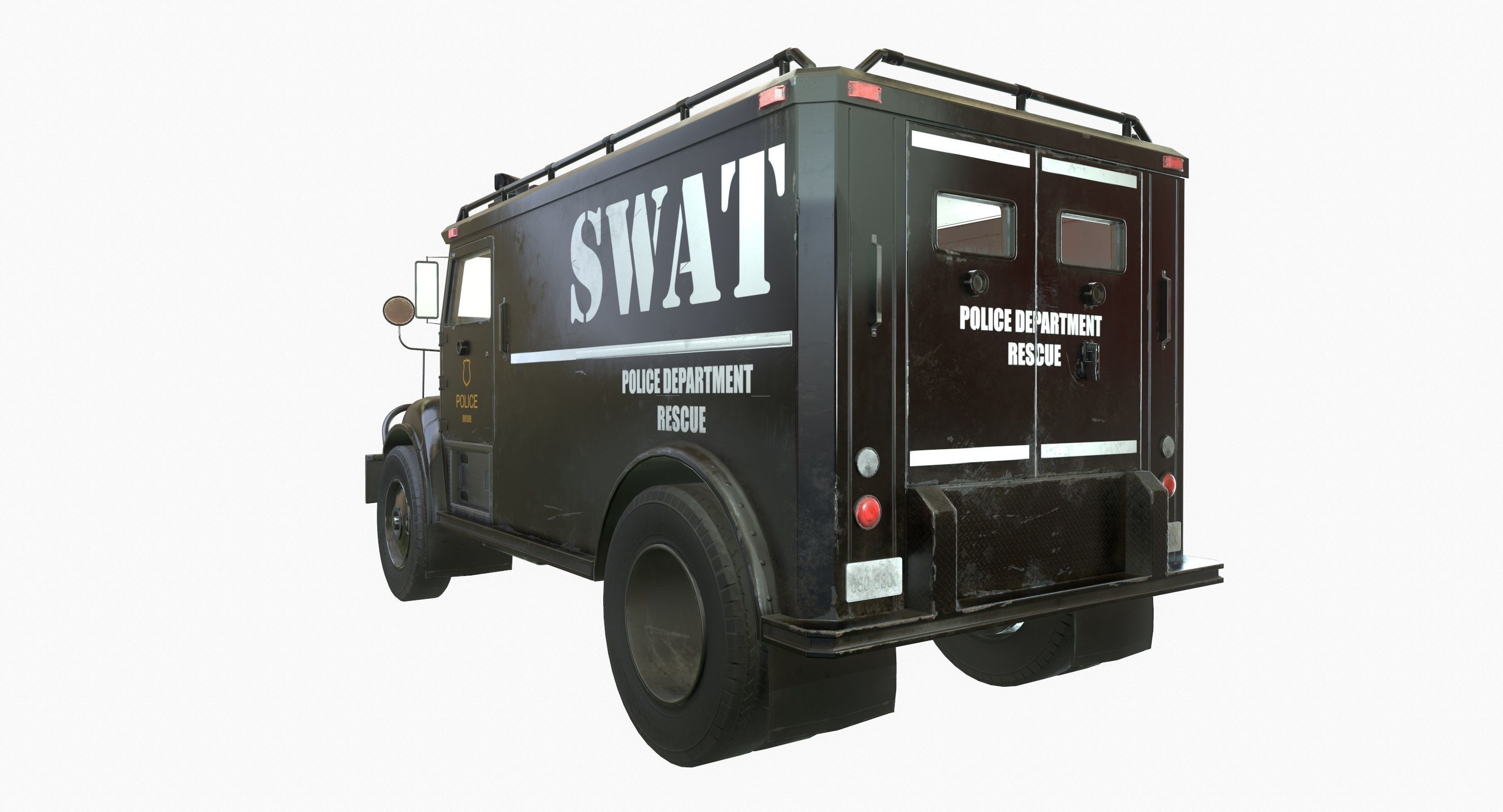 SWAT Van Game Ready PBR Textures Low-poly 3D model_15