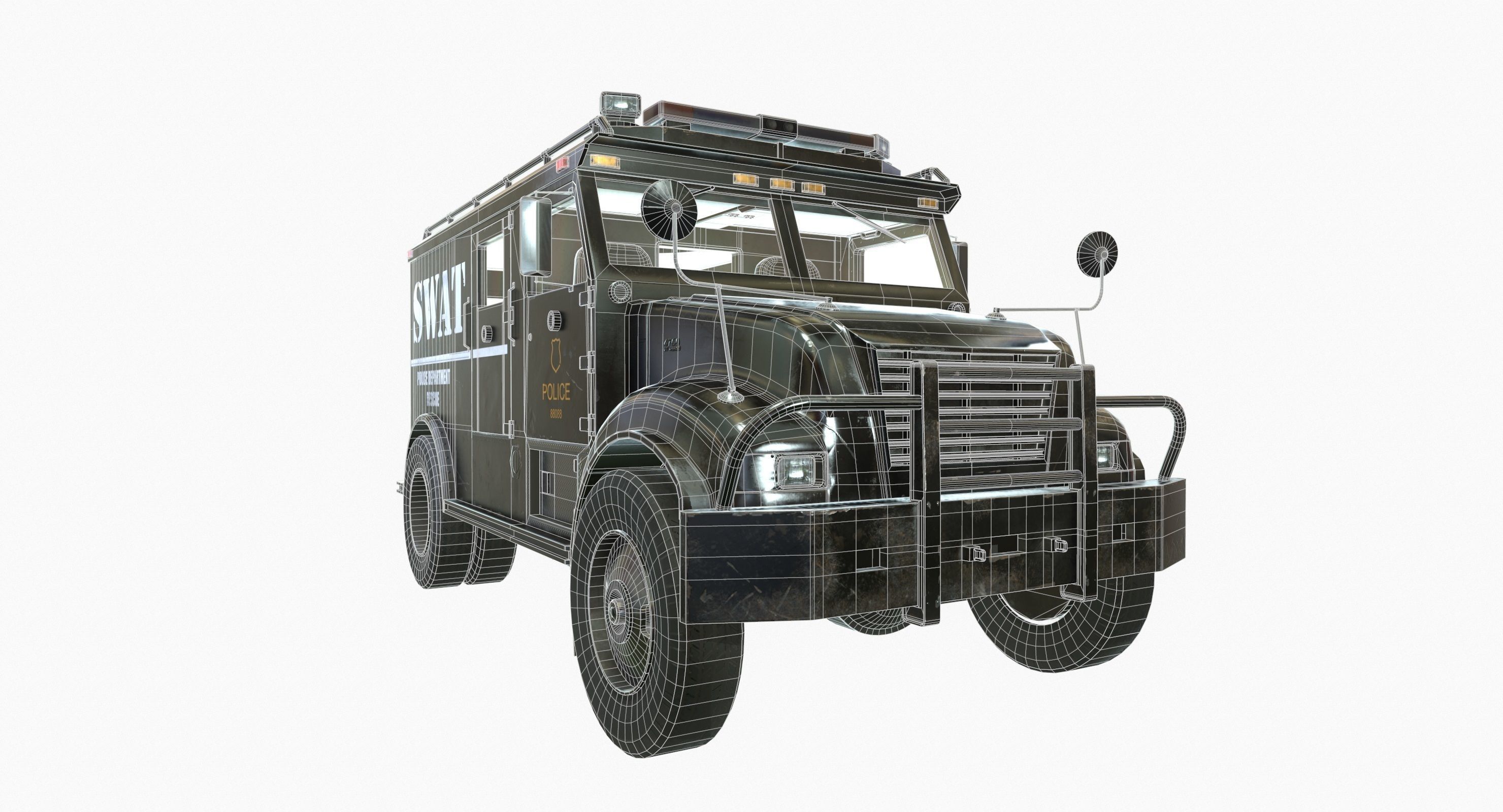 SWAT Van Game Ready PBR Textures Low-poly 3D model_10