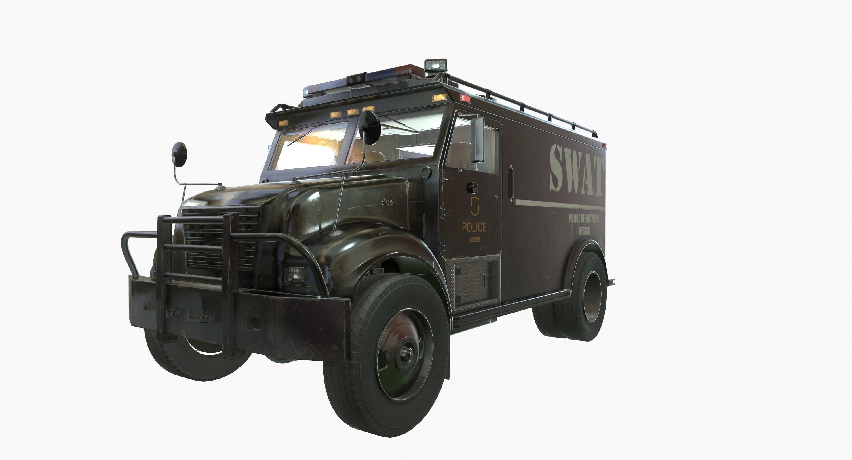 SWAT Van Game Ready PBR Textures Low-poly 3D model_11