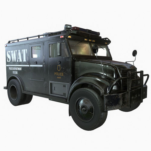 SWAT Van Game Ready PBR Textures Low-poly 3D model