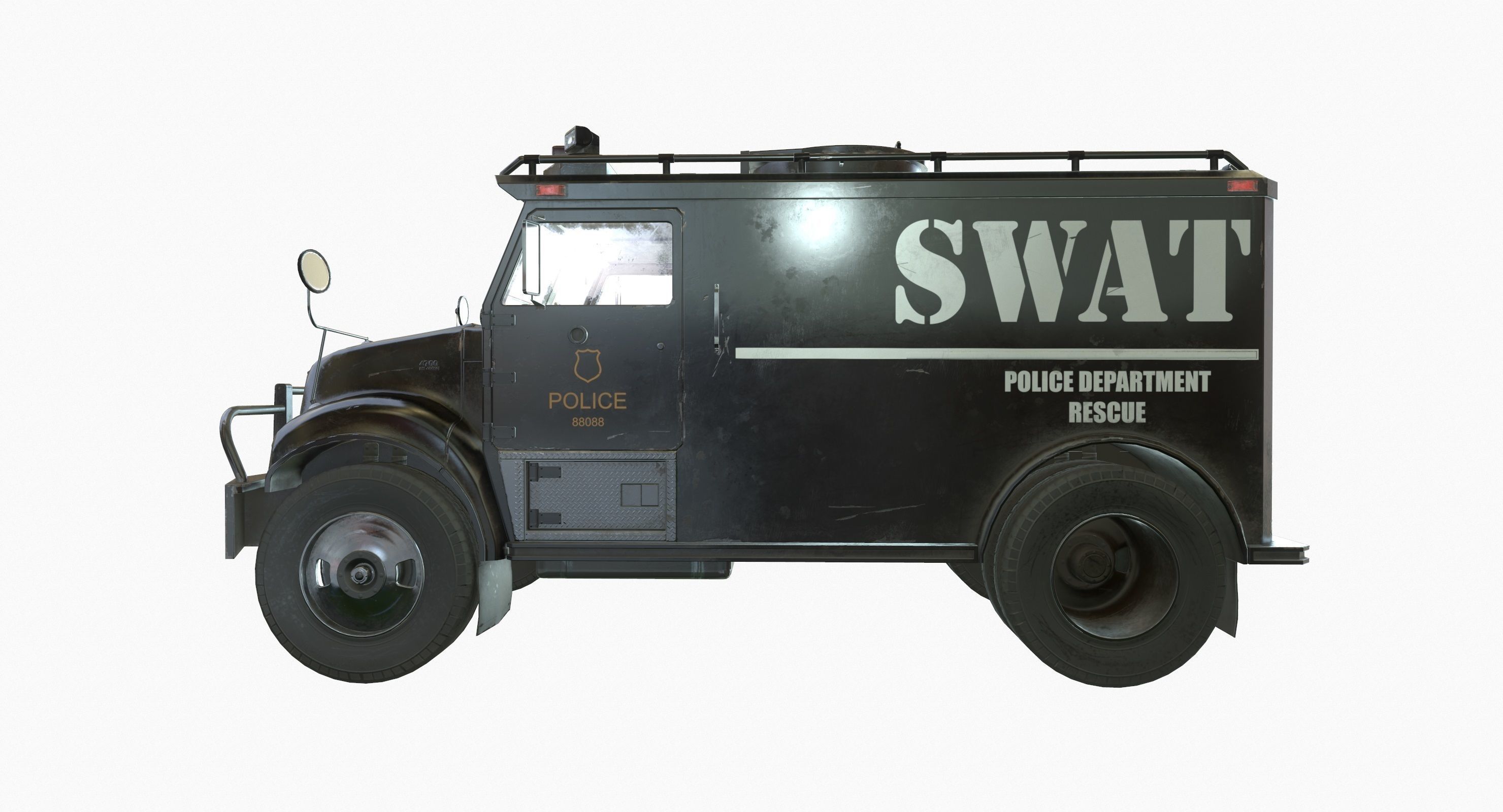 SWAT Van Game Ready PBR Textures Low-poly 3D model_13