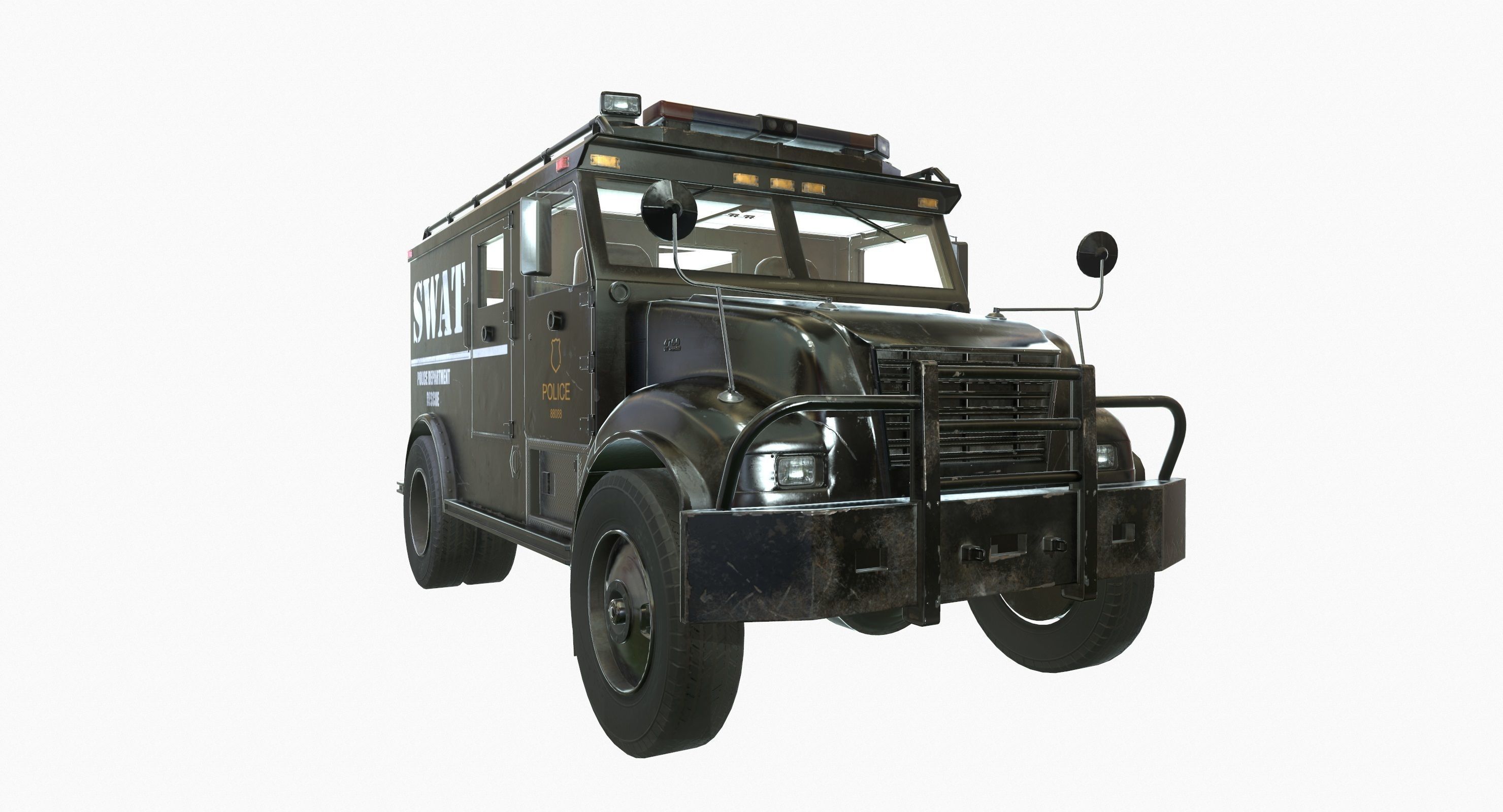 SWAT Van Game Ready PBR Textures Low-poly 3D model_9