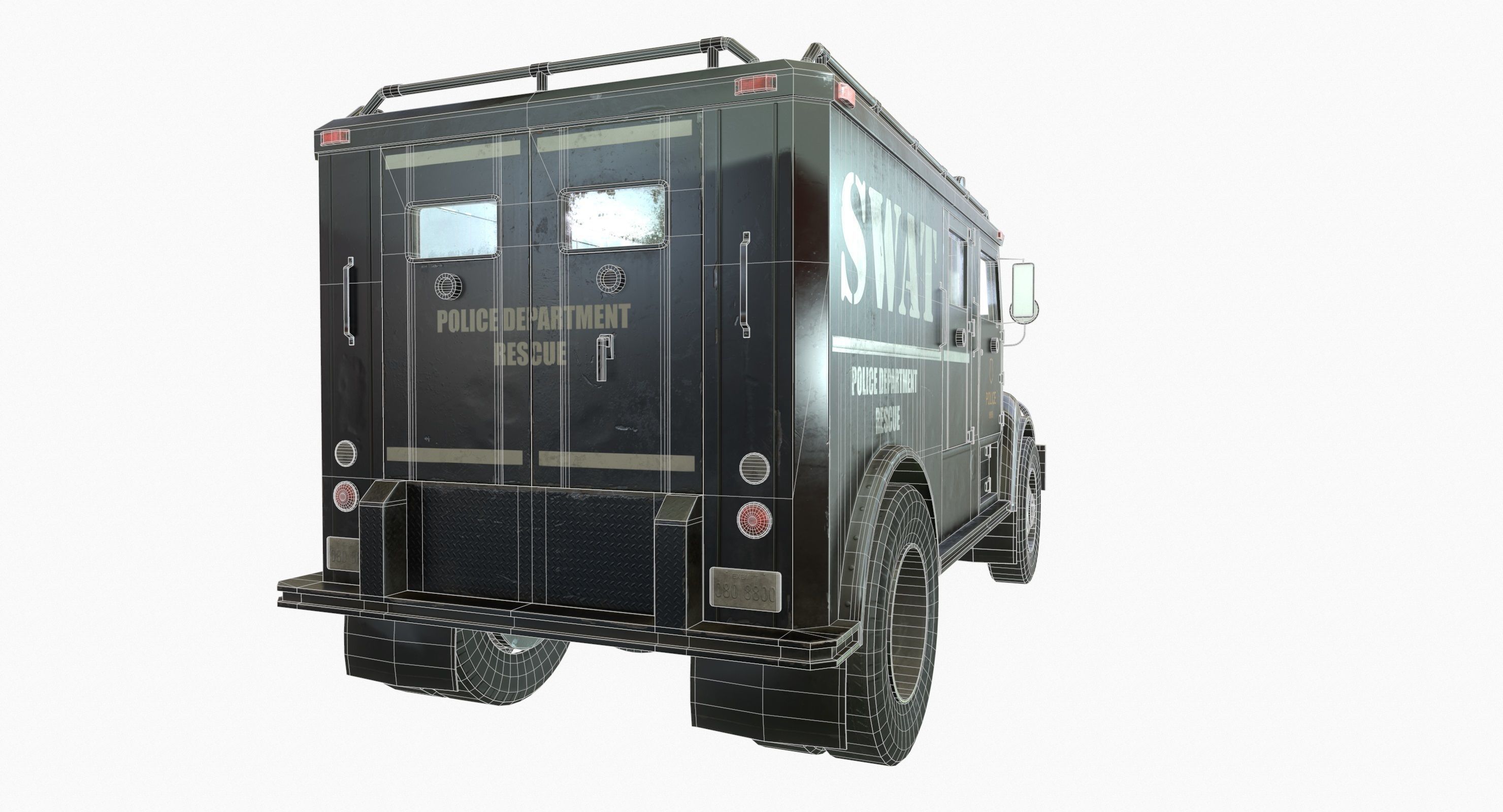 SWAT Van Game Ready PBR Textures Low-poly 3D model_18