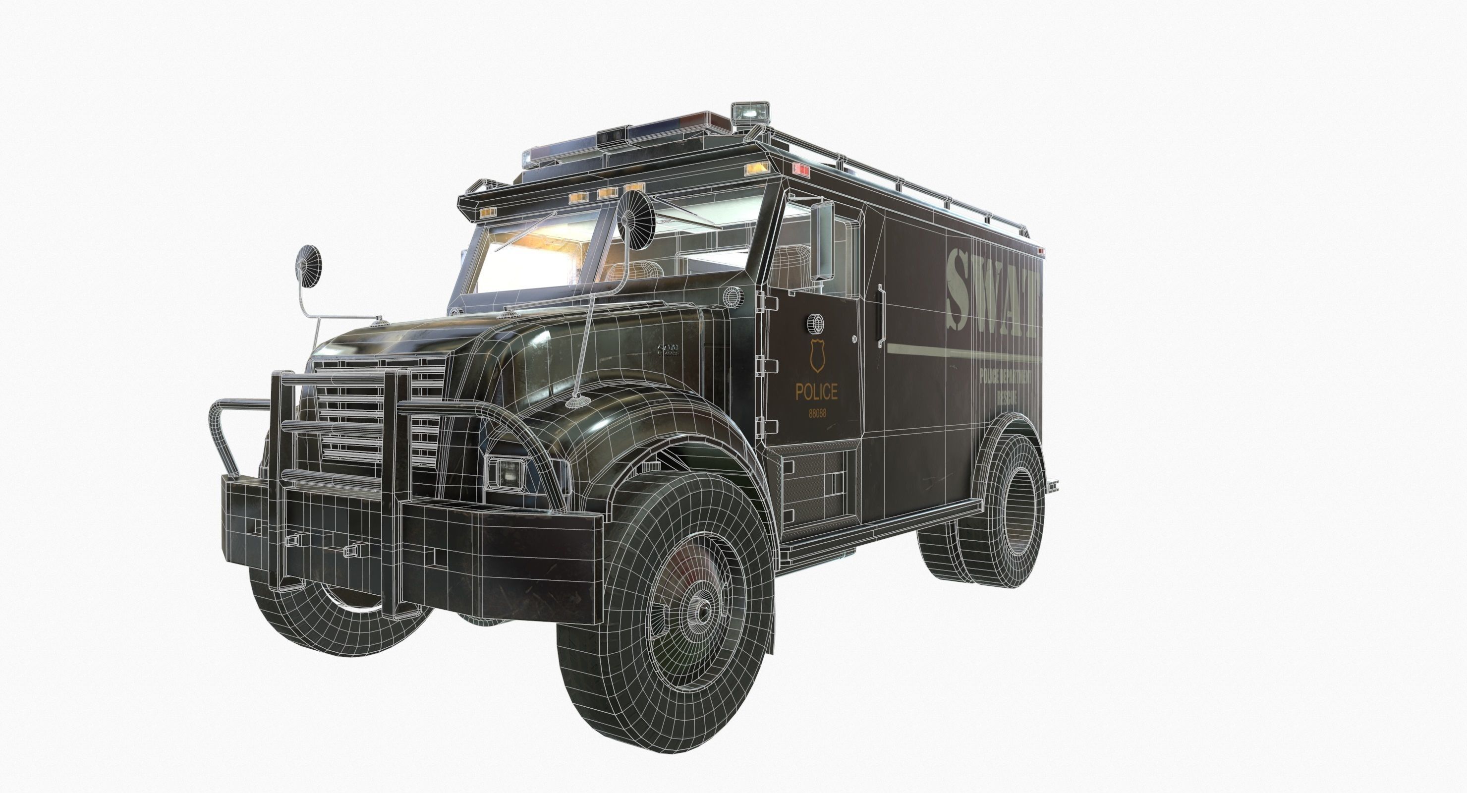 SWAT Van Game Ready PBR Textures Low-poly 3D model_12