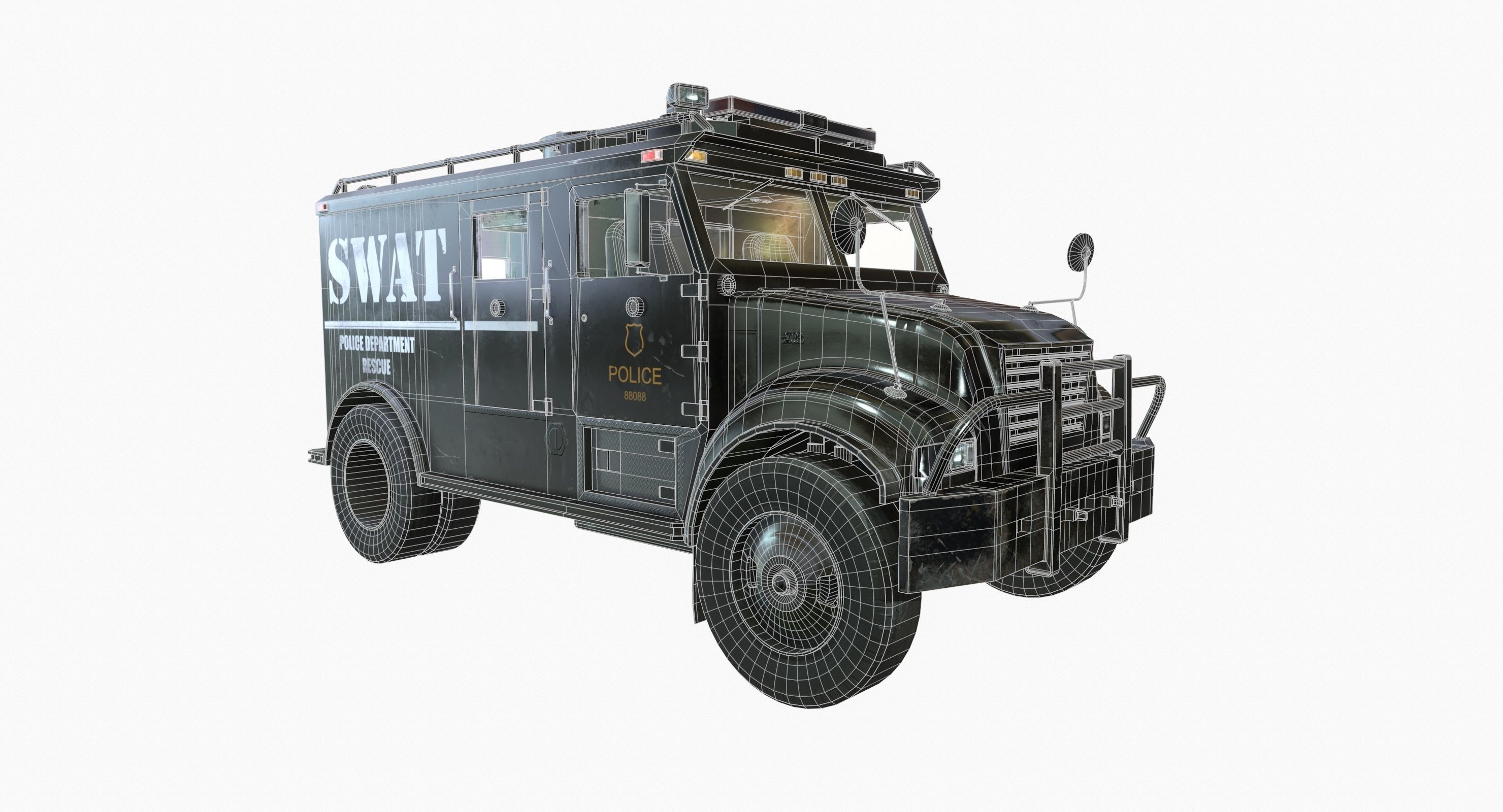 SWAT Van Game Ready PBR Textures Low-poly 3D model_3