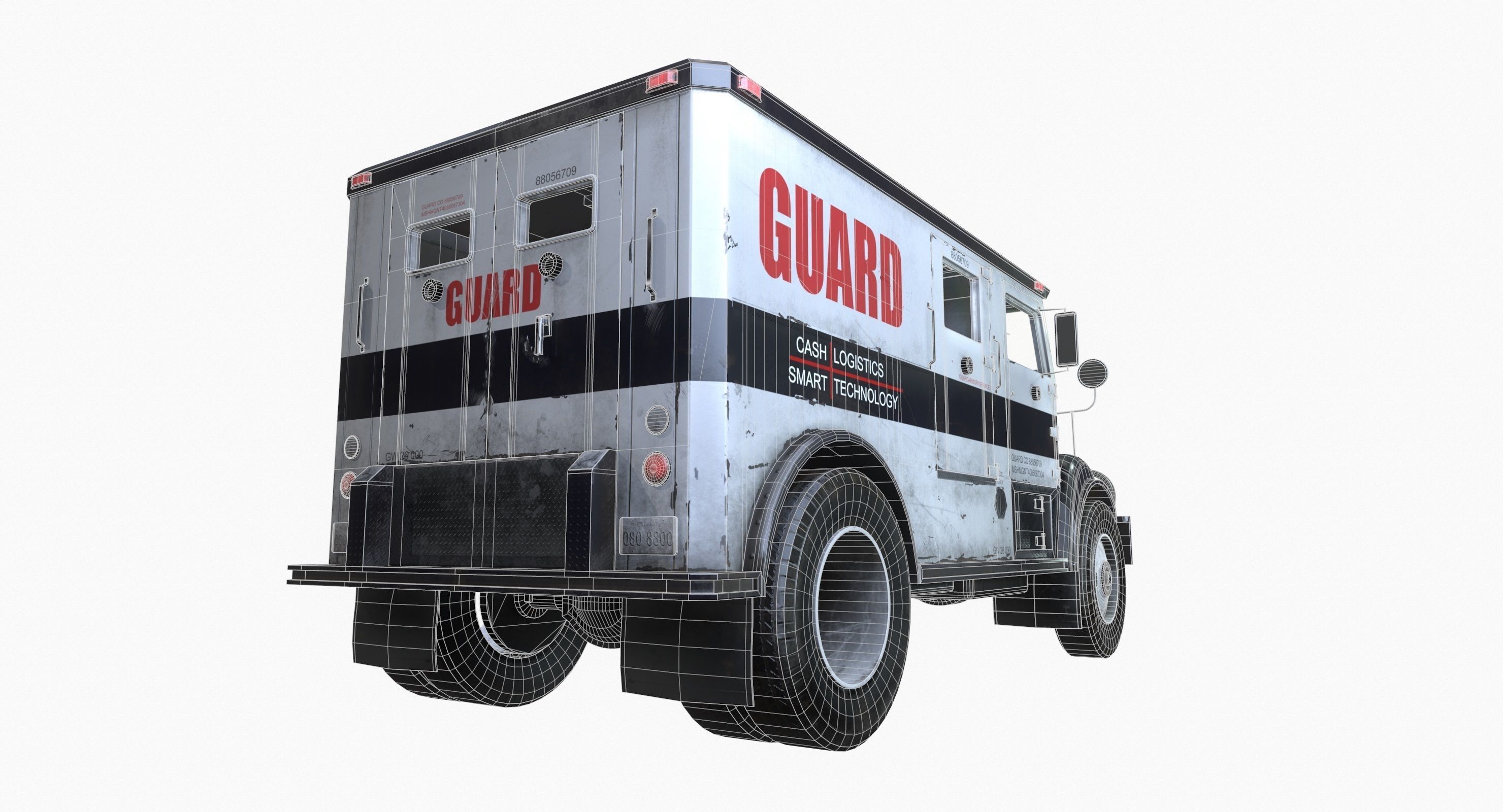 Armored Truck Vehicle Game Ready PBR Textures Low-poly 3D model_19