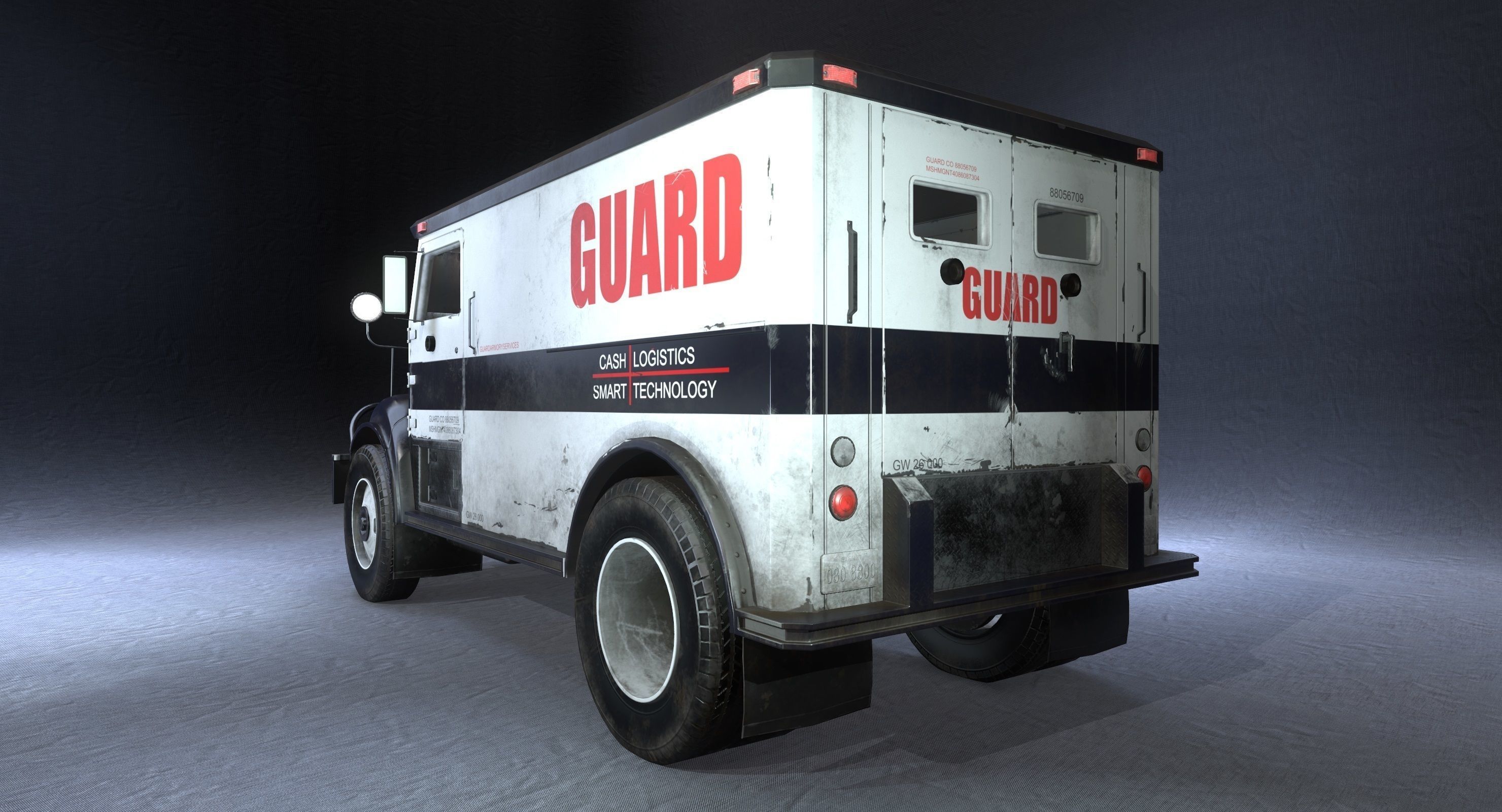Armored Truck Vehicle Game Ready PBR Textures Low-poly 3D model_5