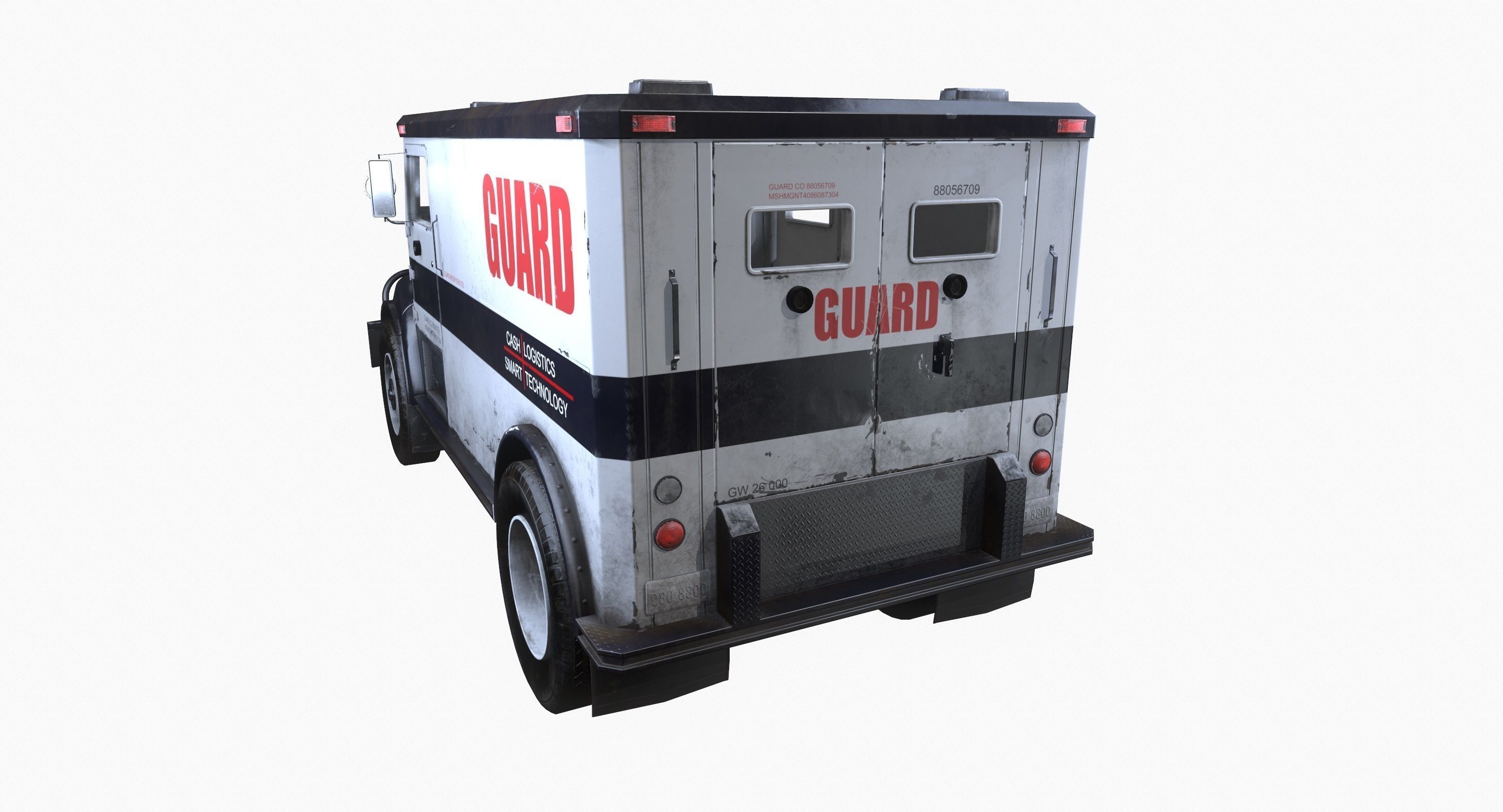 Armored Truck Vehicle Game Ready PBR Textures Low-poly 3D model_16