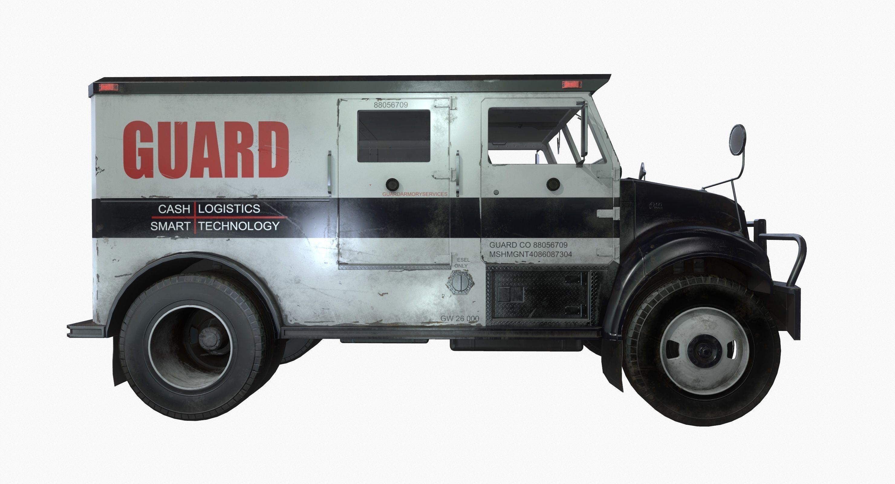 Armored Truck Vehicle Game Ready PBR Textures Low-poly 3D model_7
