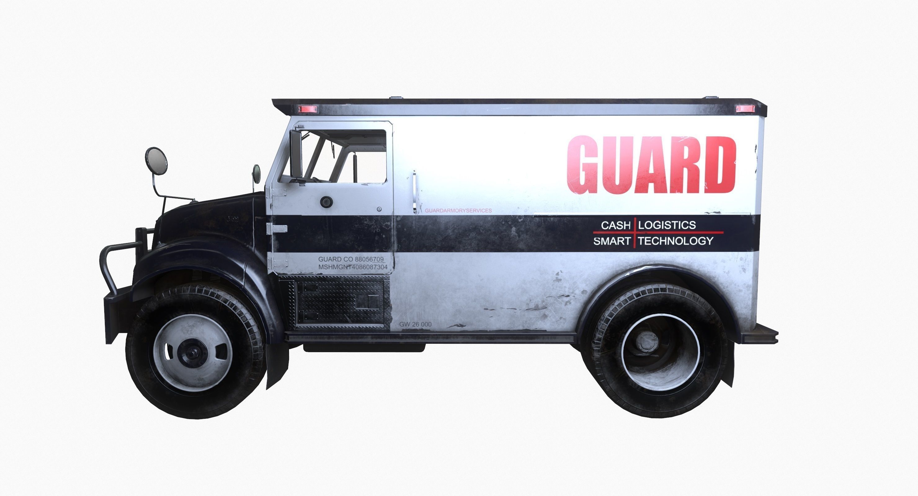 Armored Truck Vehicle Game Ready PBR Textures Low-poly 3D model_14